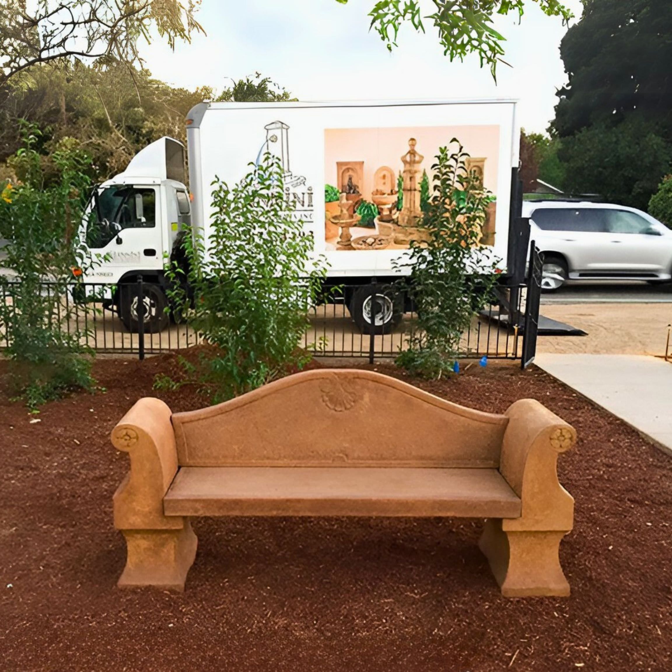 Anduze Concrete Garden Bench - Giannini Garden Ornaments