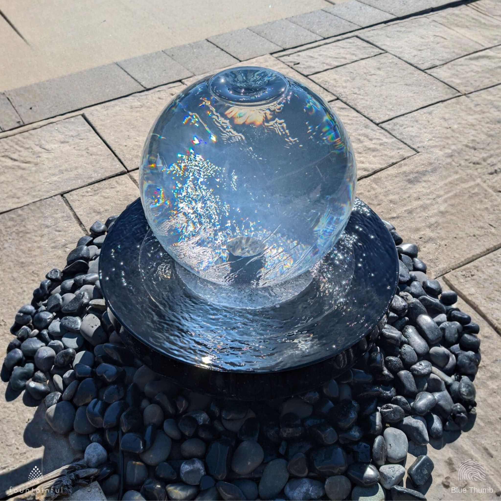 Crystal Sphere (14") Water Fountain - Complete Kit - Blue Thumb
