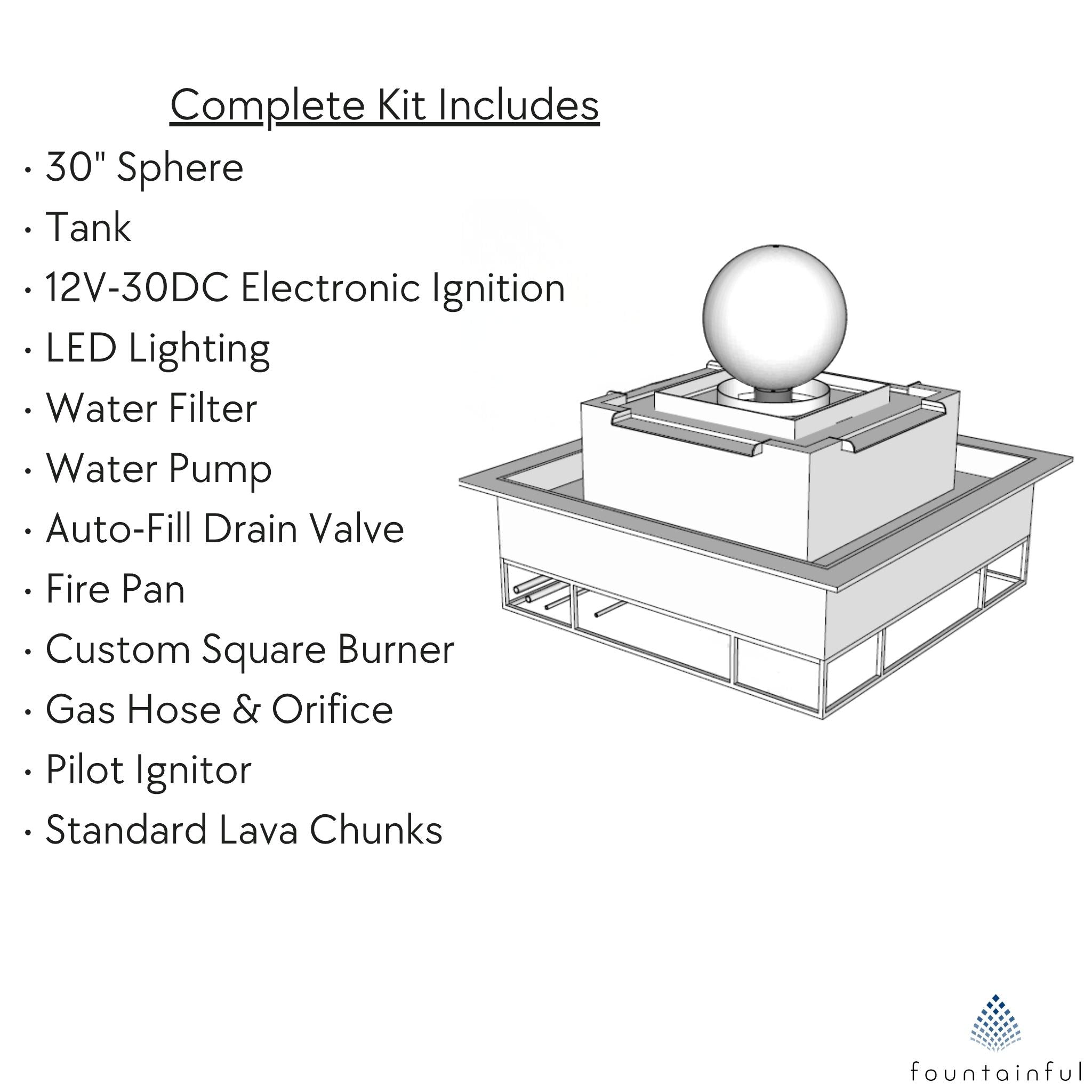 Atlas Crystal Sphere Fire & Water Fountain - The Outdoor Plus