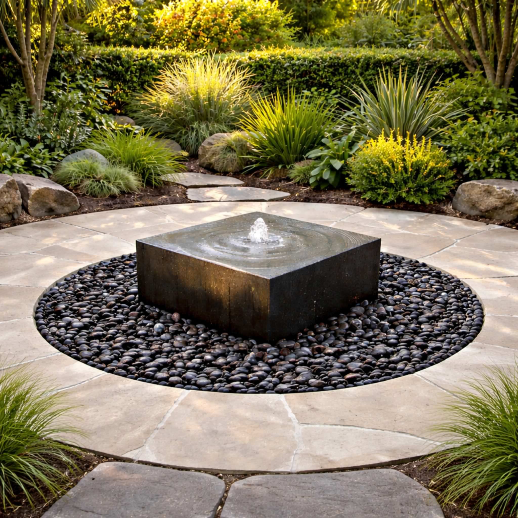 Granite Cuboid "Heiho" Fountain - Complete Kit - Blue Thumb
