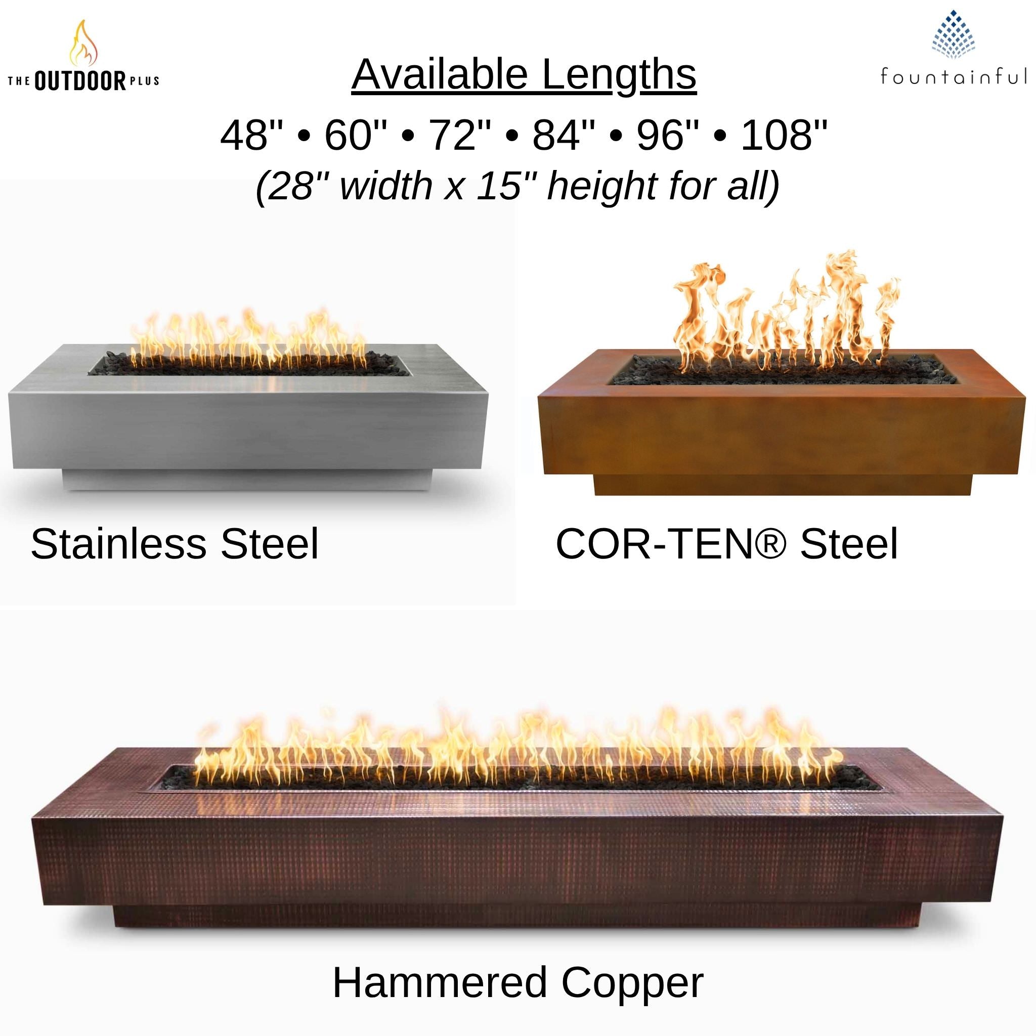 Coronado Gas Fire Pit in Luxury Metals - Outdoor Plus