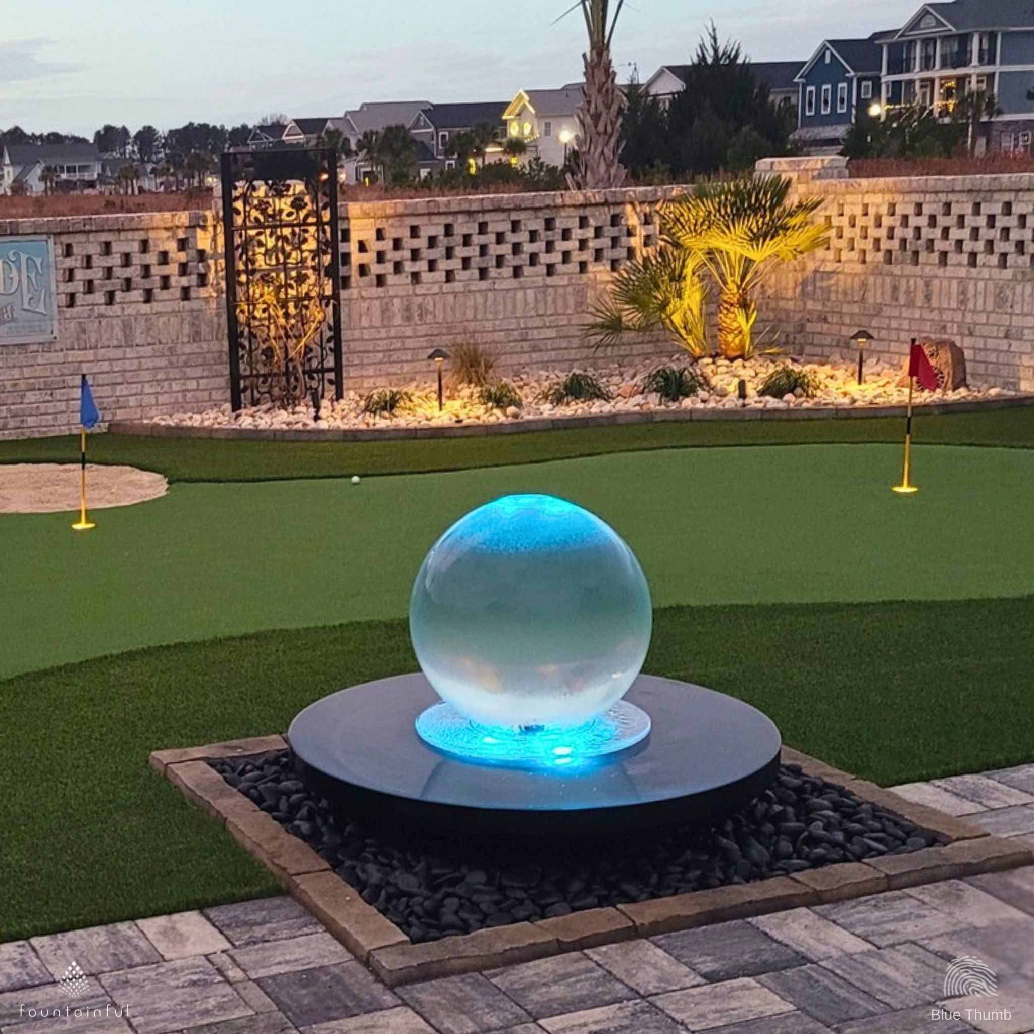 Crystal Sphere (24") Water Fountain - Complete Kit - Blue Thumb