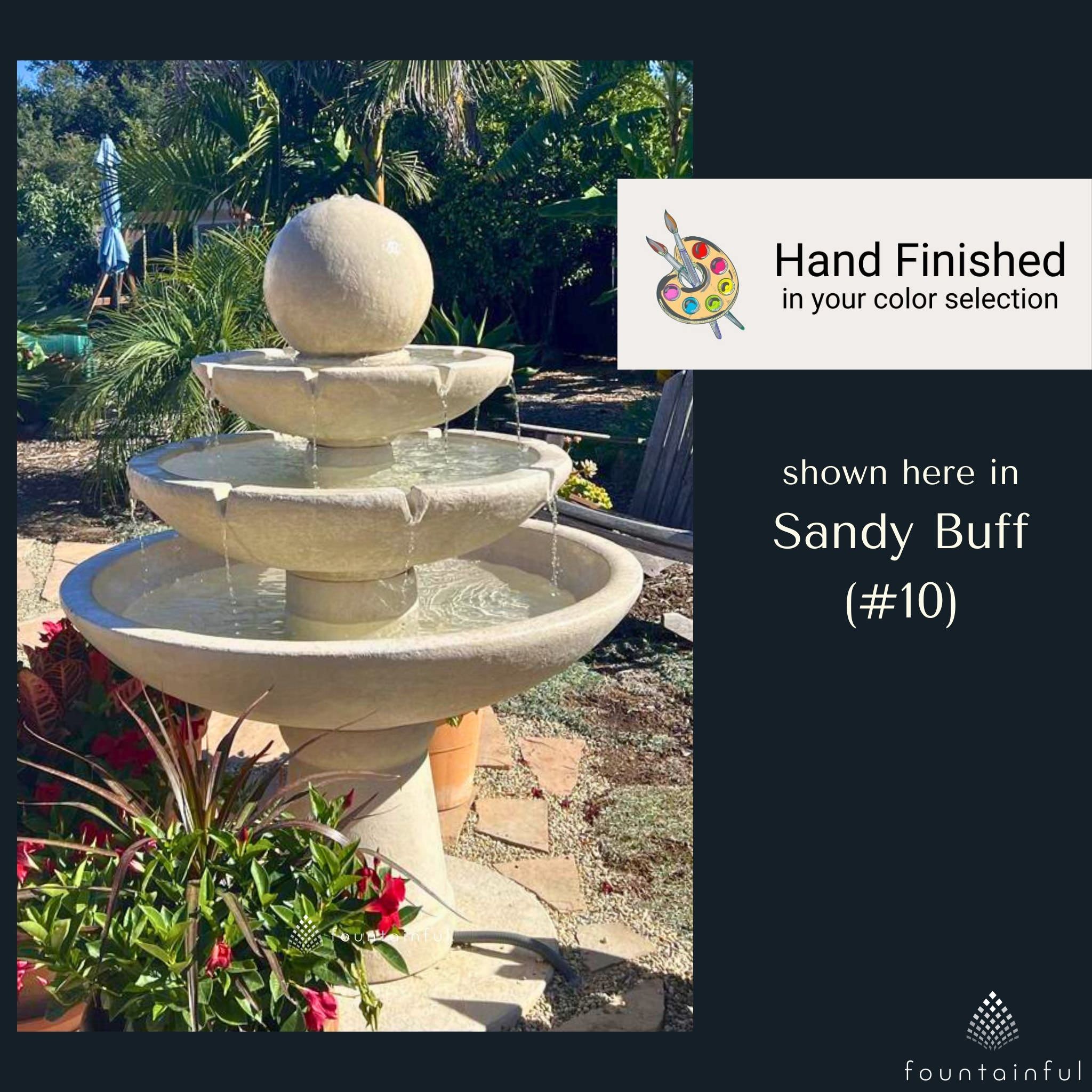 Tranquility Sphere 3-Tier Concrete Fountain - Massarellis #3696