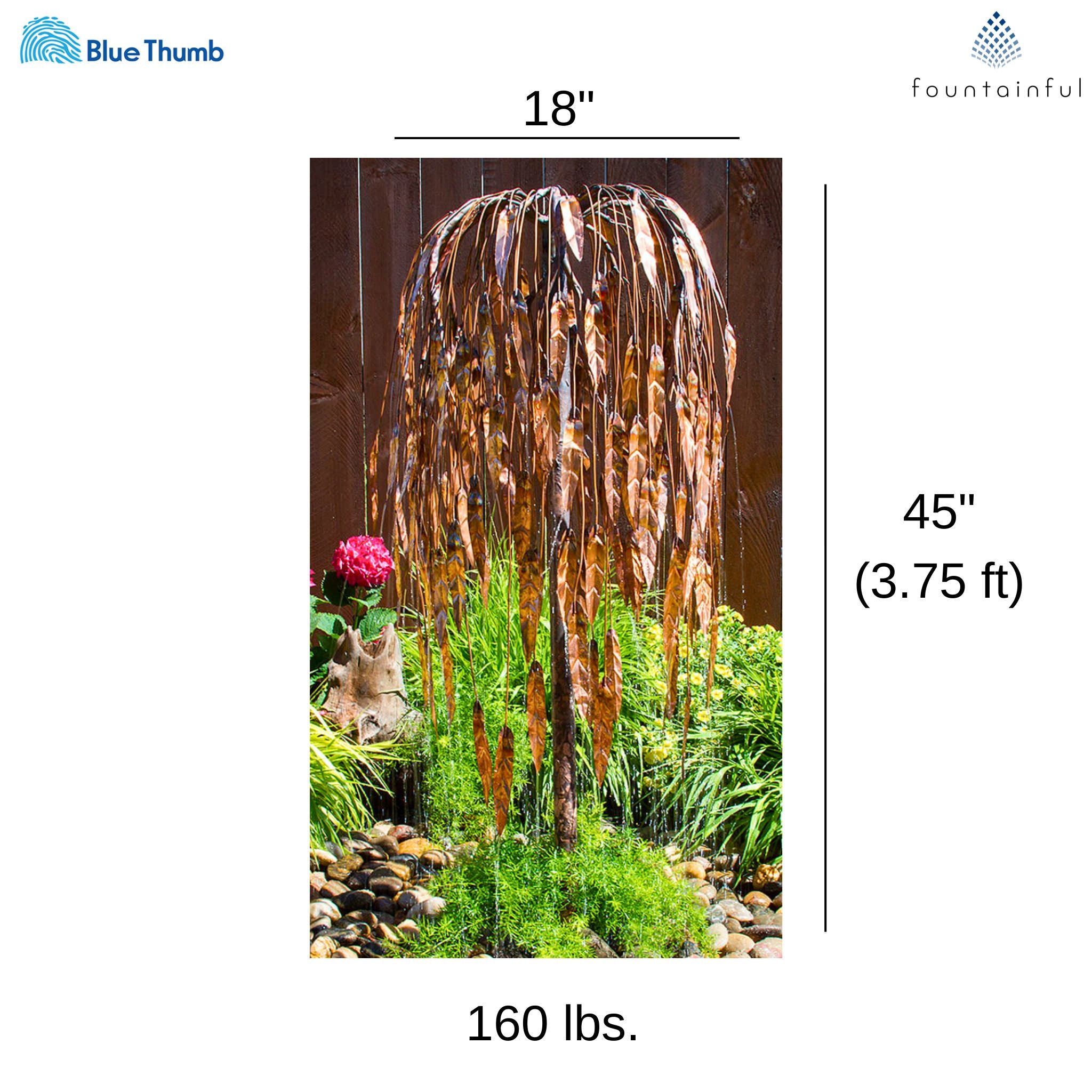 Weeping Willow Copper Fountain Kit (Tall) - Blue Thumb