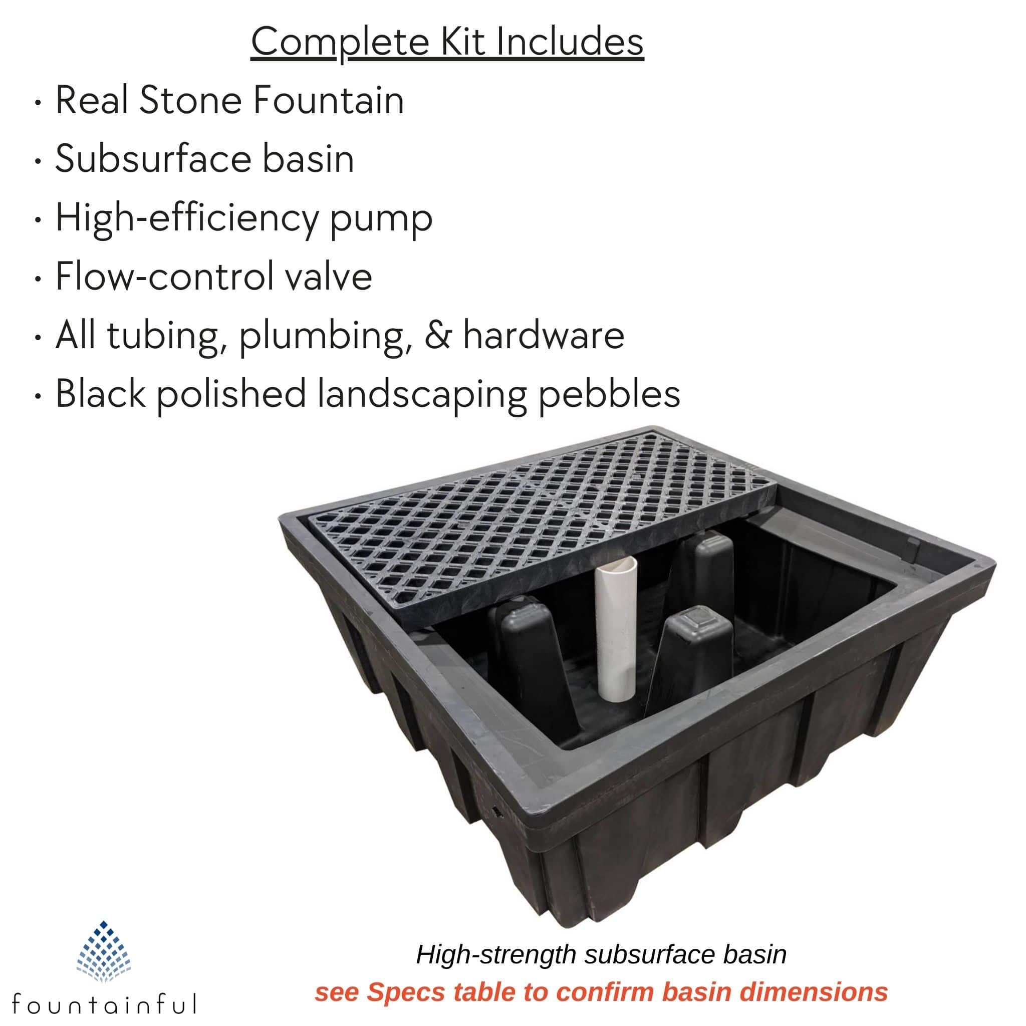 Basalt "Yoshida" Round Fountain & Pooling Block - Complete Kit - Blue Thumb