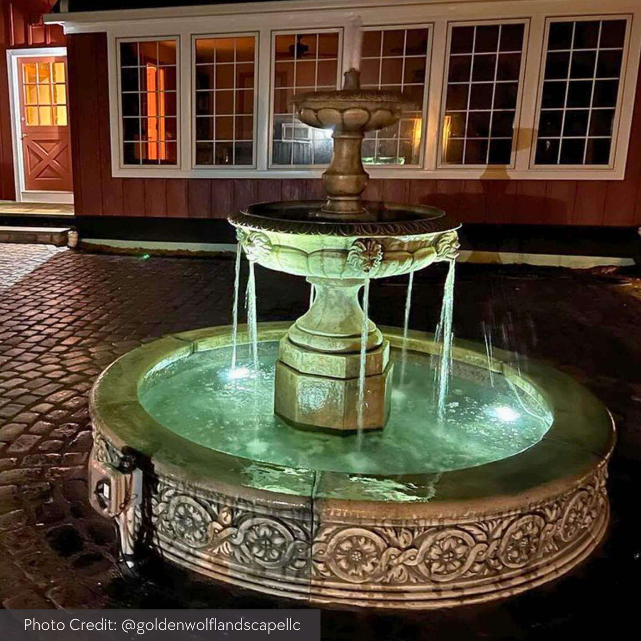 Parisienne 2-Tier Lion Head Concrete Fountain - Thumbnail 2