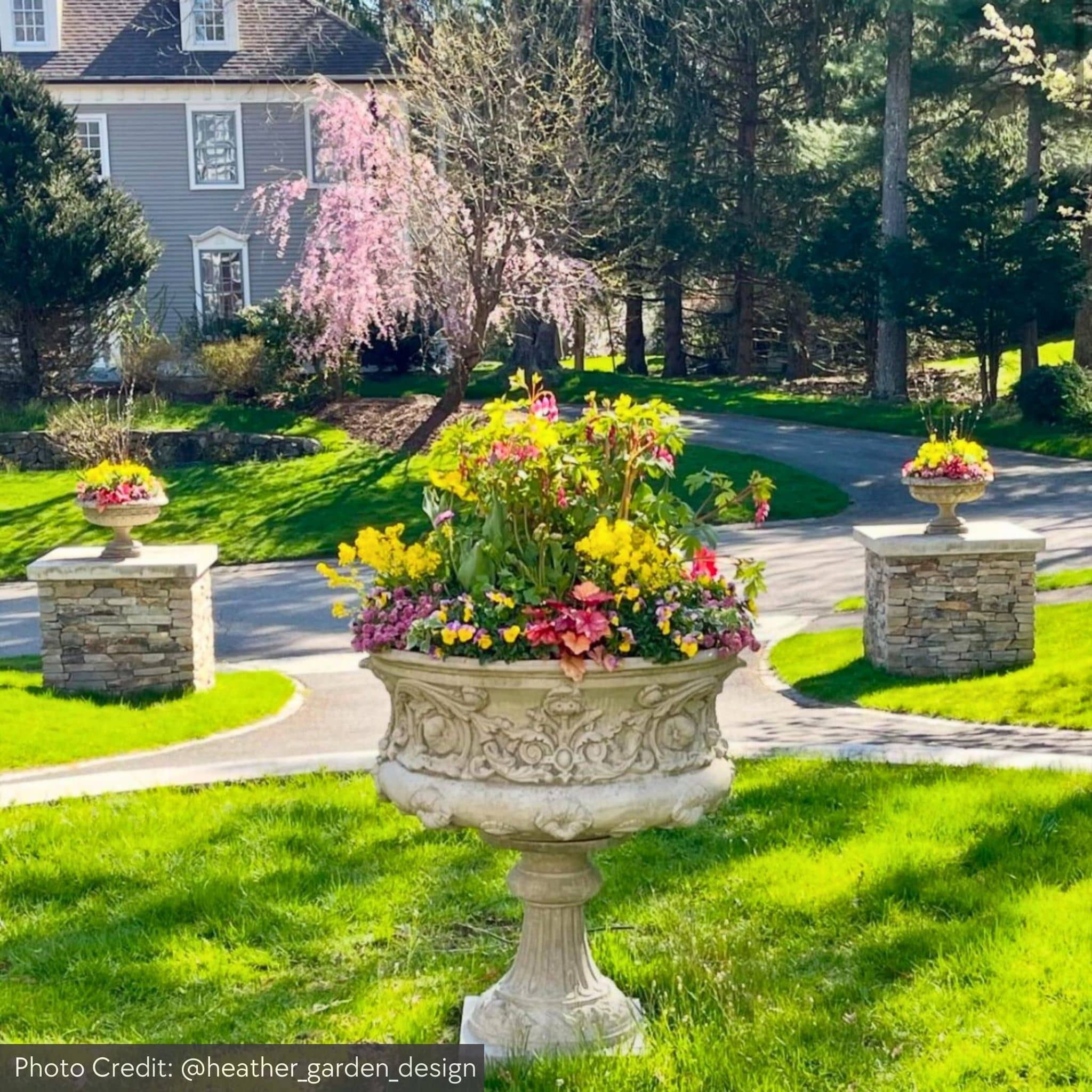 Smithsonian Morning Glory Concrete Urn Planter - Campania