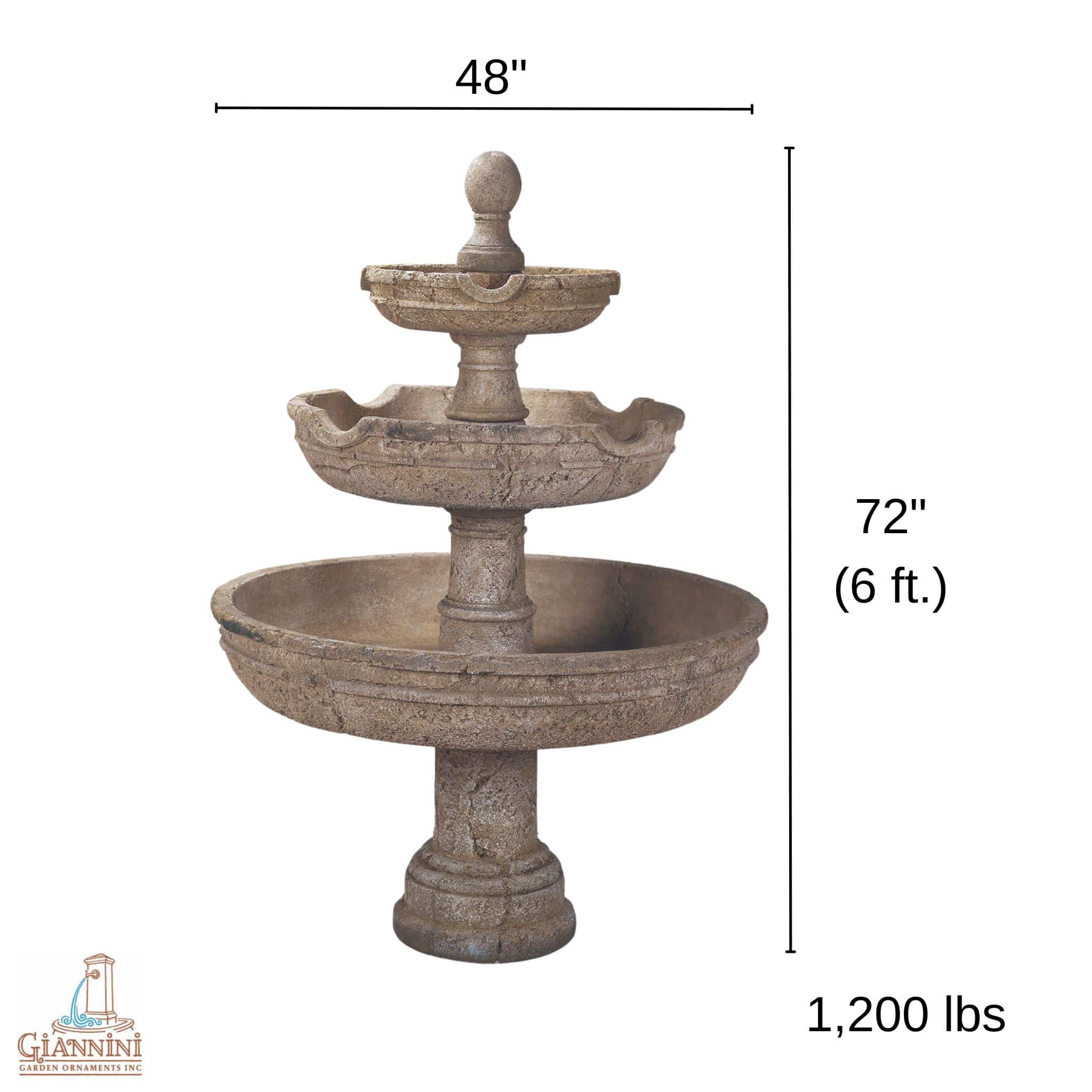 Agrigento 3-Tier Concrete Fountain - Giannini #1022