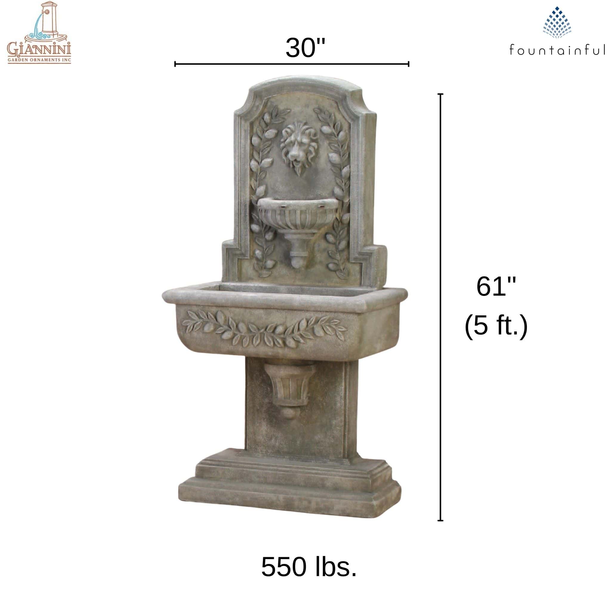 Sorrentine Lion Head Concrete Wall Fountain - Giannini #1189