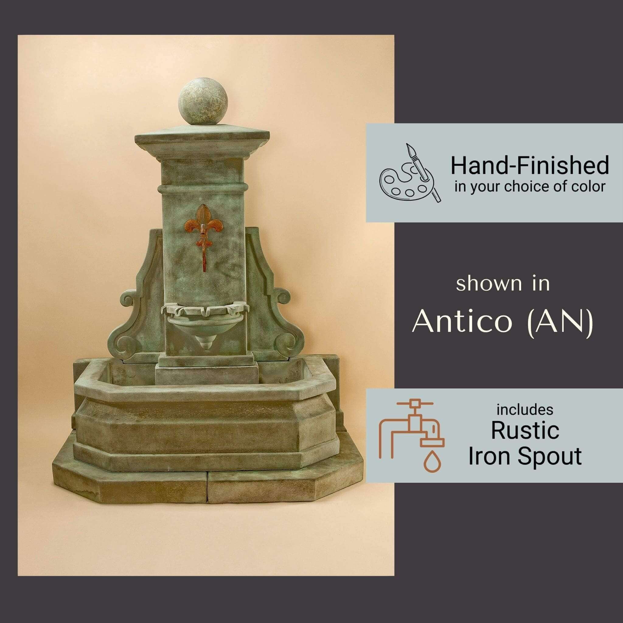 Avignon Concrete Wall Fountain - Giannini Garden Ornaments