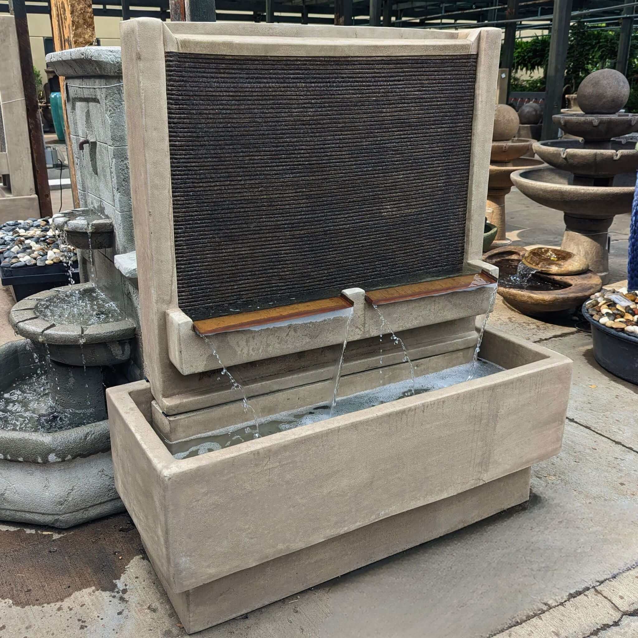 Double Brentwood Concrete Wall Fountain - Giannini Garden Ornaments