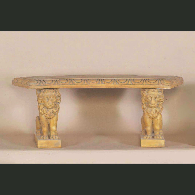 Venice Curved Concrete Garden Bench with Lion Legs - Giannini