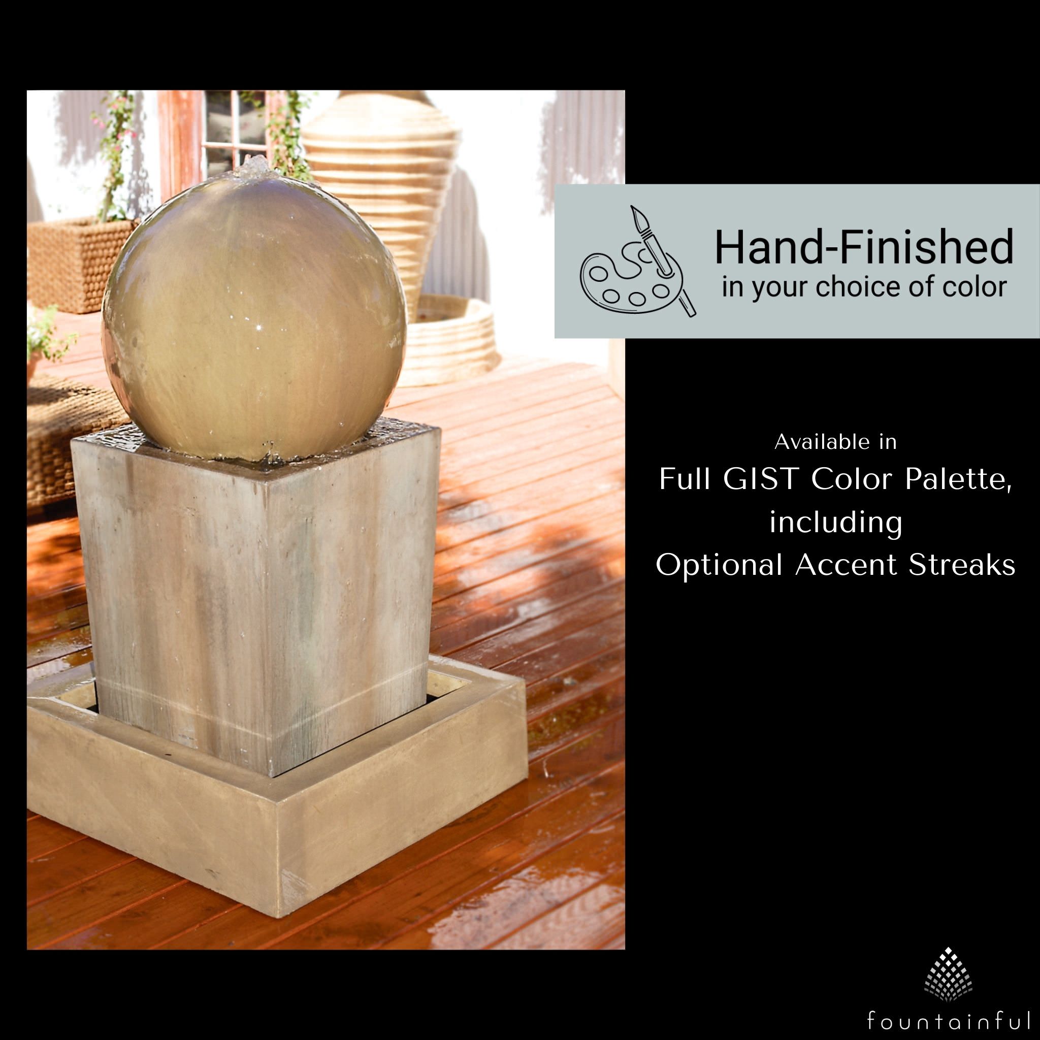 Obtuse Pedestal and Ball Concrete Fountain - GIST Fountains