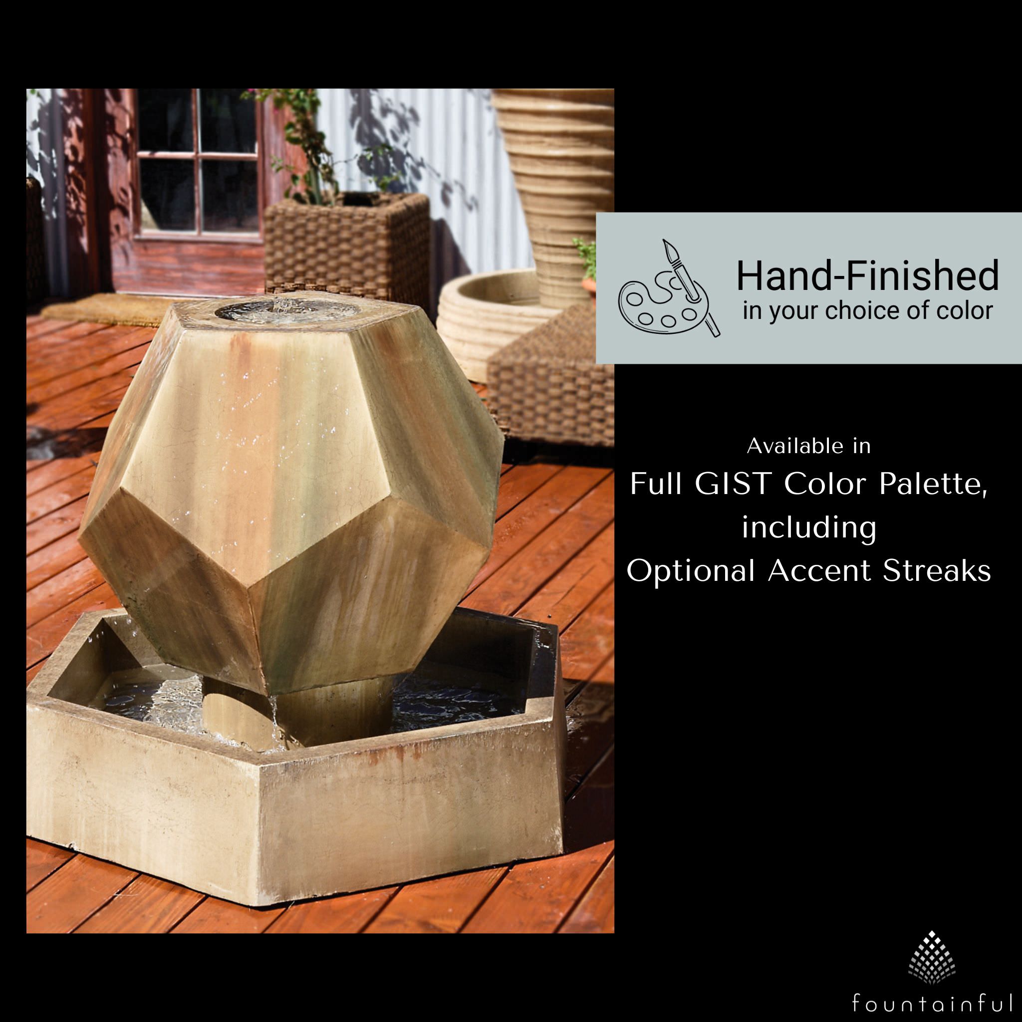 Twelve Sided Modern Concrete Fountain - GIST Fountains