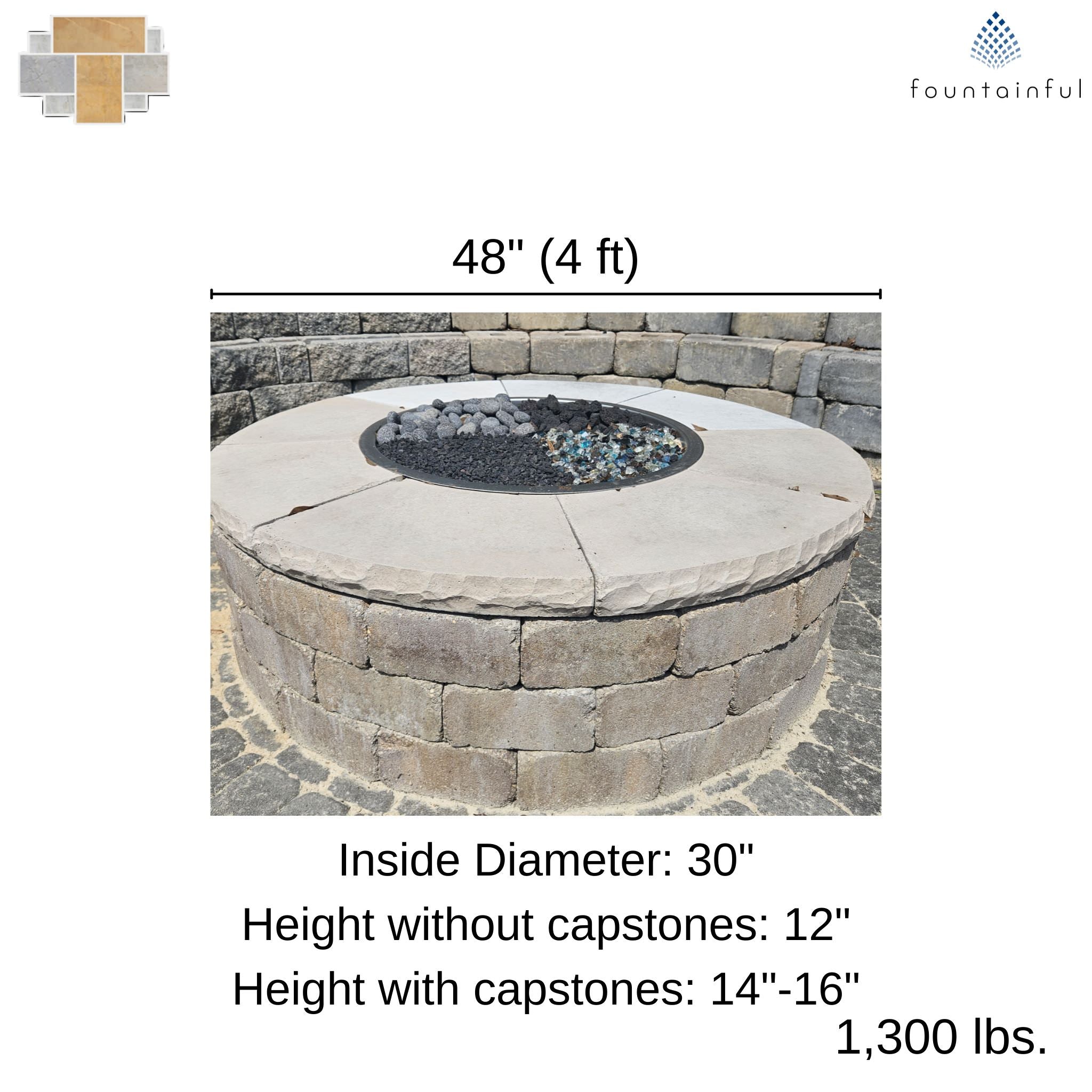 DIY Round Gas Fire Pit Kit - Travertine & More