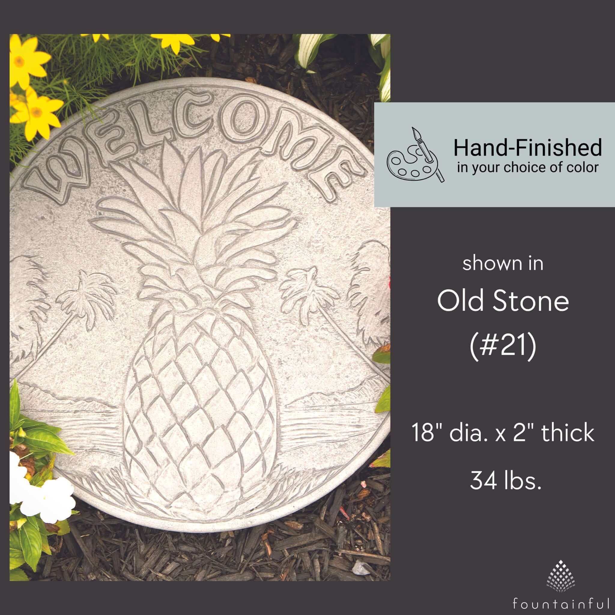 Welcome Pineapple Concrete Round Stepping Stone - Massarellis #1994