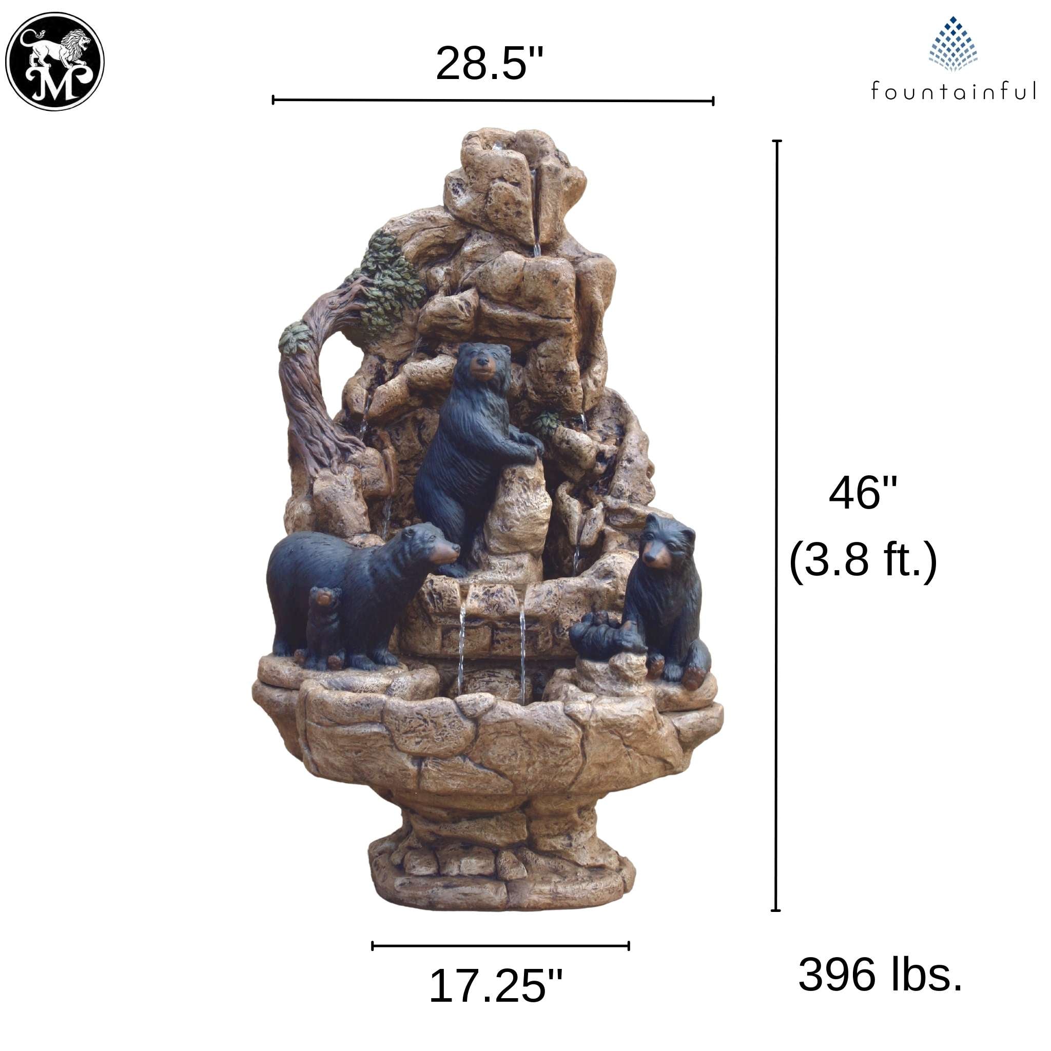 Bears Wildlife Concrete Fountain - Massarellis #3351