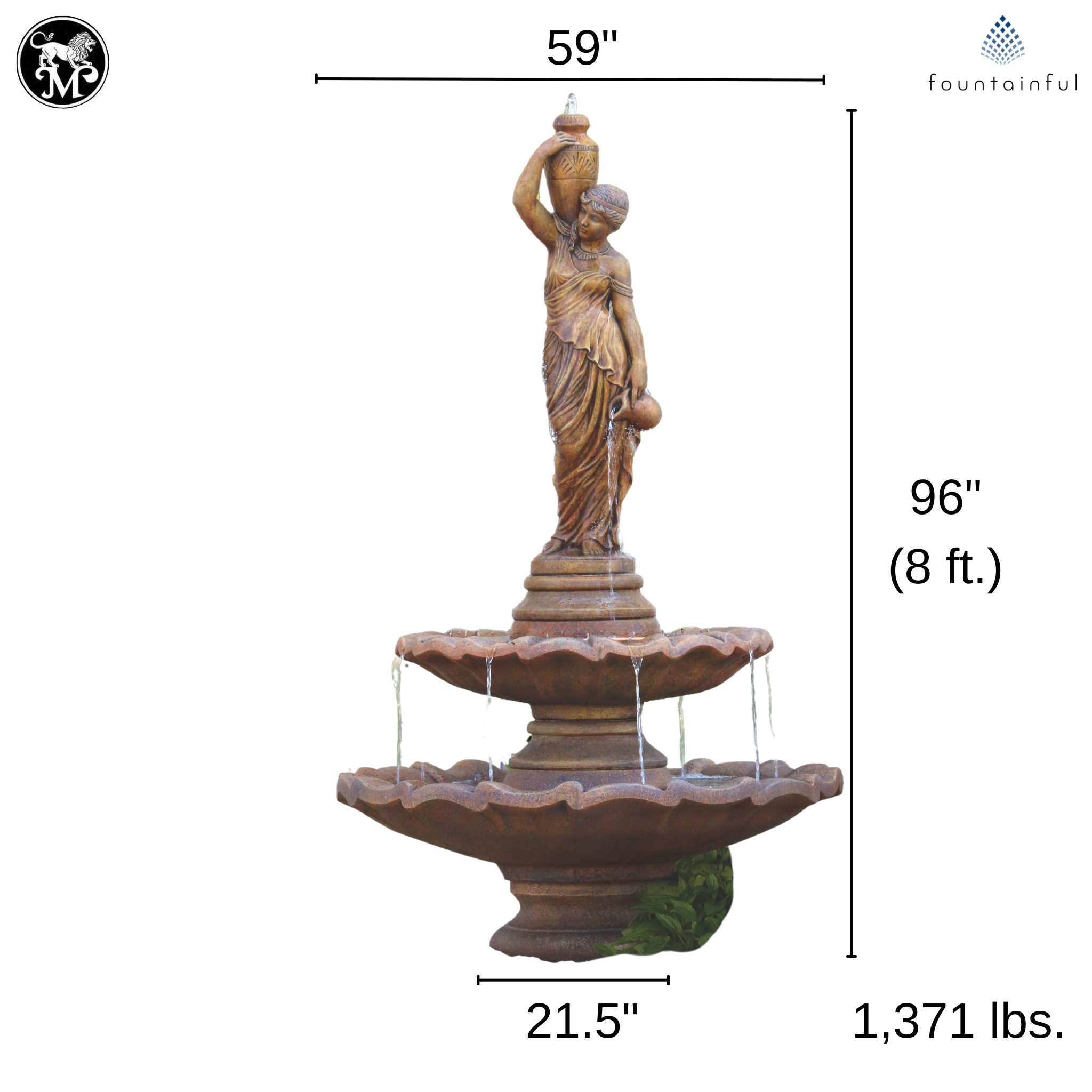 Large Grecian Lady 2-Tier Fountain - Massarellis #3440