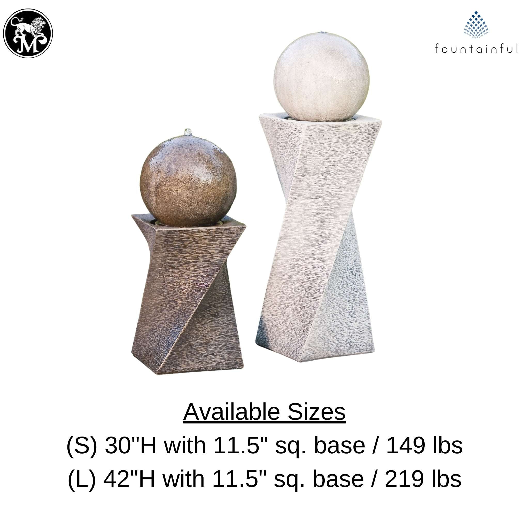 Contemporary Diagonal Concrete Fountain w/ Lights - Massarellis #3504 & #3508