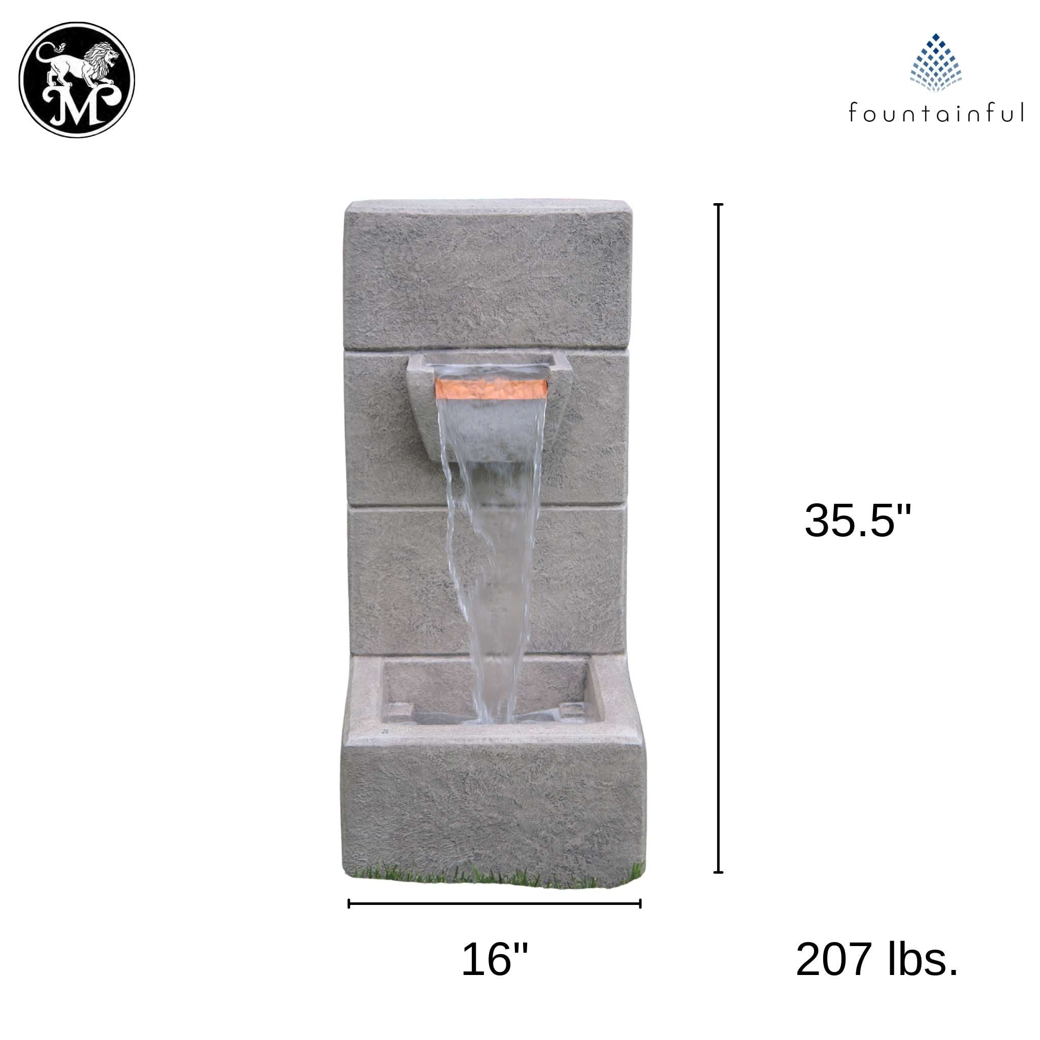 Anaconda Concrete Block Fountain w/ Lights - Massarellis #3529
