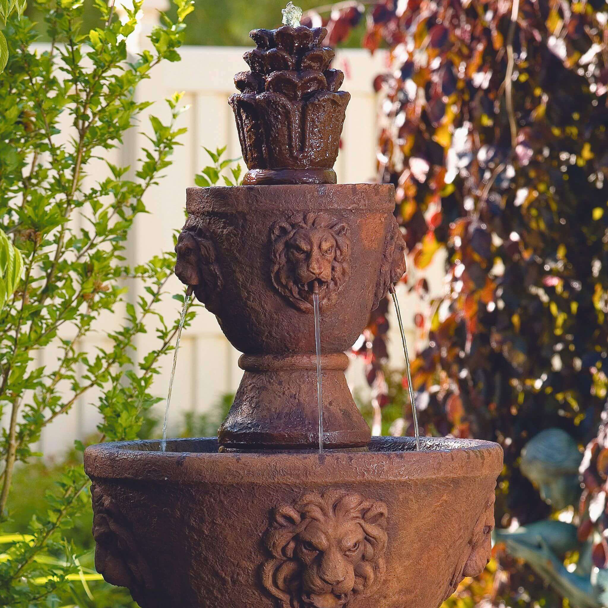 Gabriel 2-Tier Lion Head Concrete Fountain
