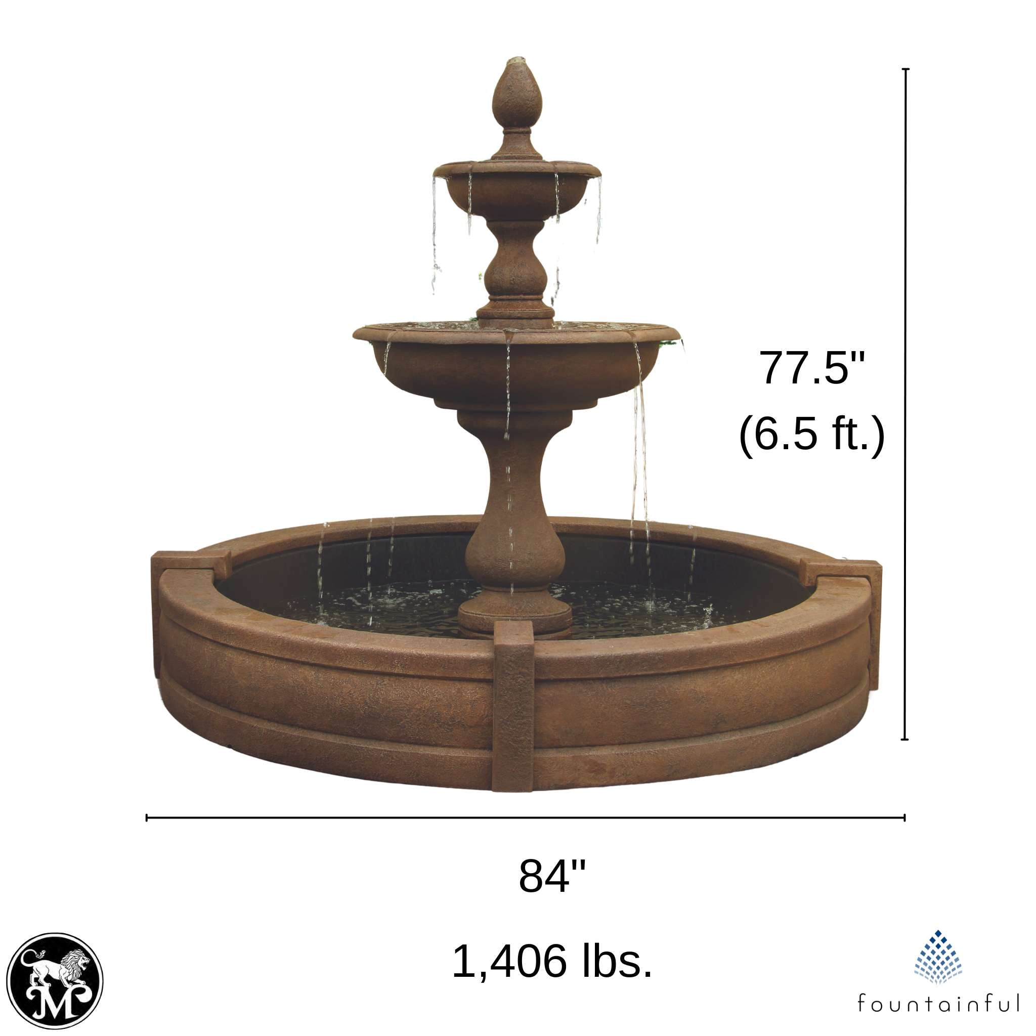 Vicenza 2-Tier Concrete Fountain w/ Pool - Massarellis #3670