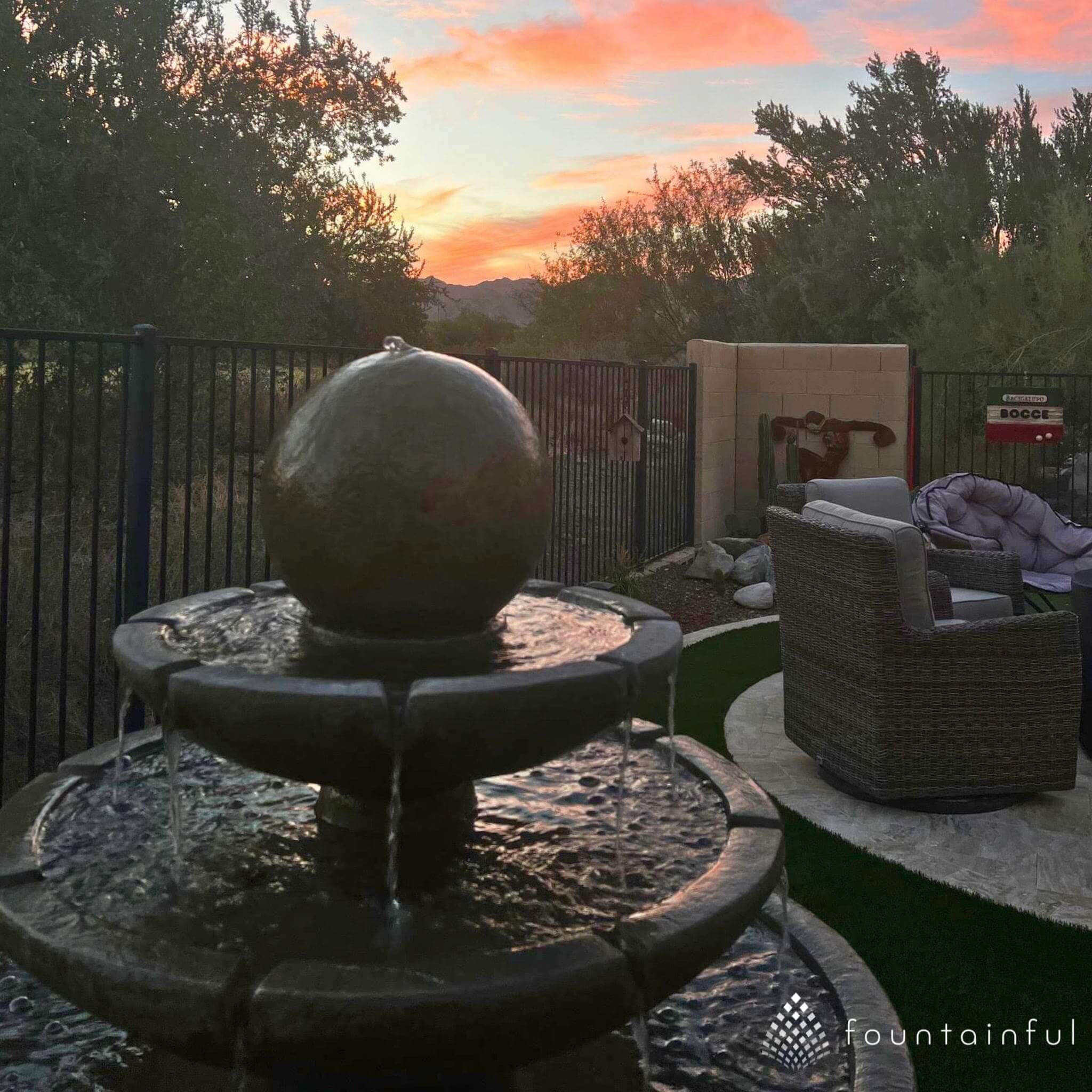 Tranquility Sphere 3-Tier Concrete Fountain - Massarellis #3696