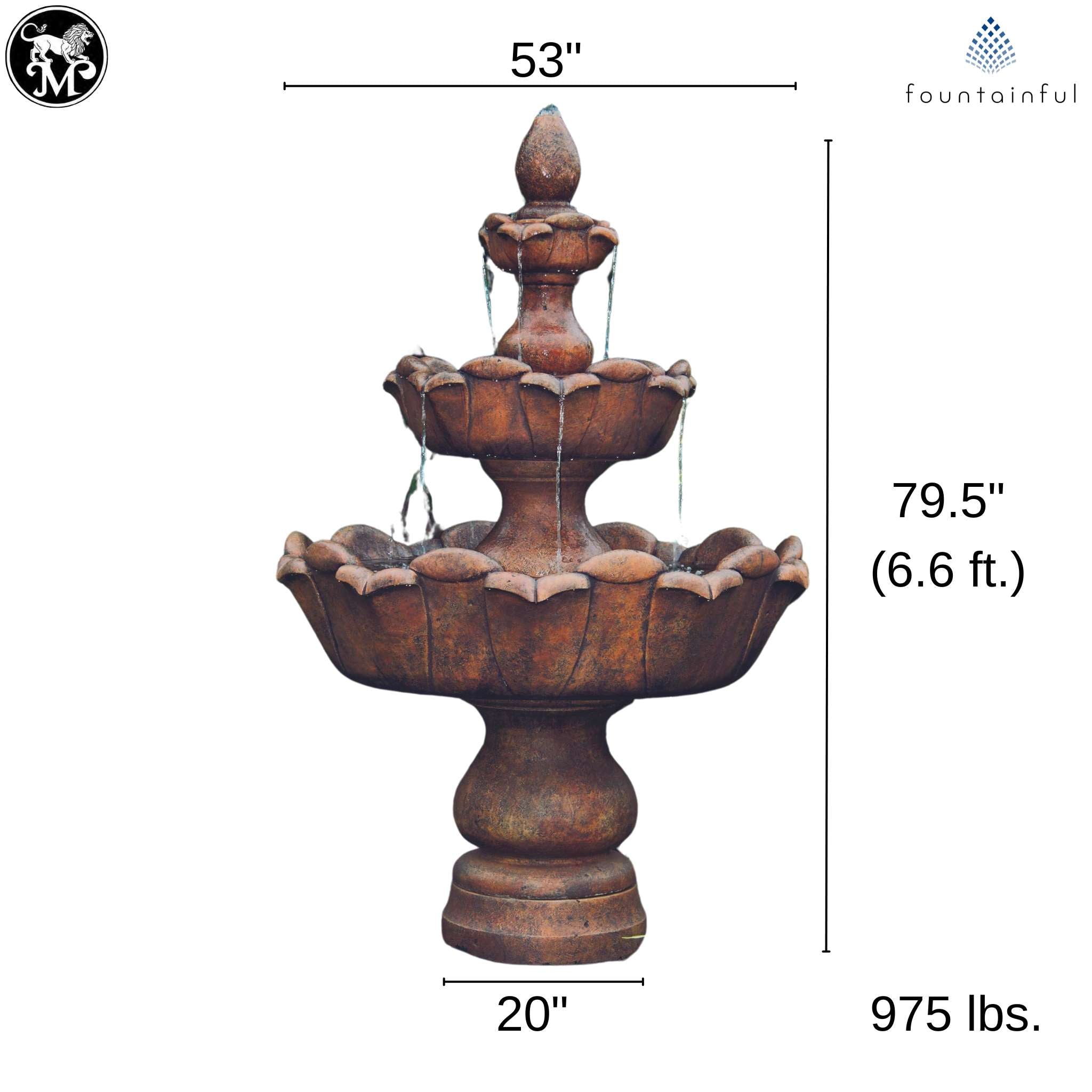 Petal Leaf 3-Tier Concrete Fountain - Massarellis #3710