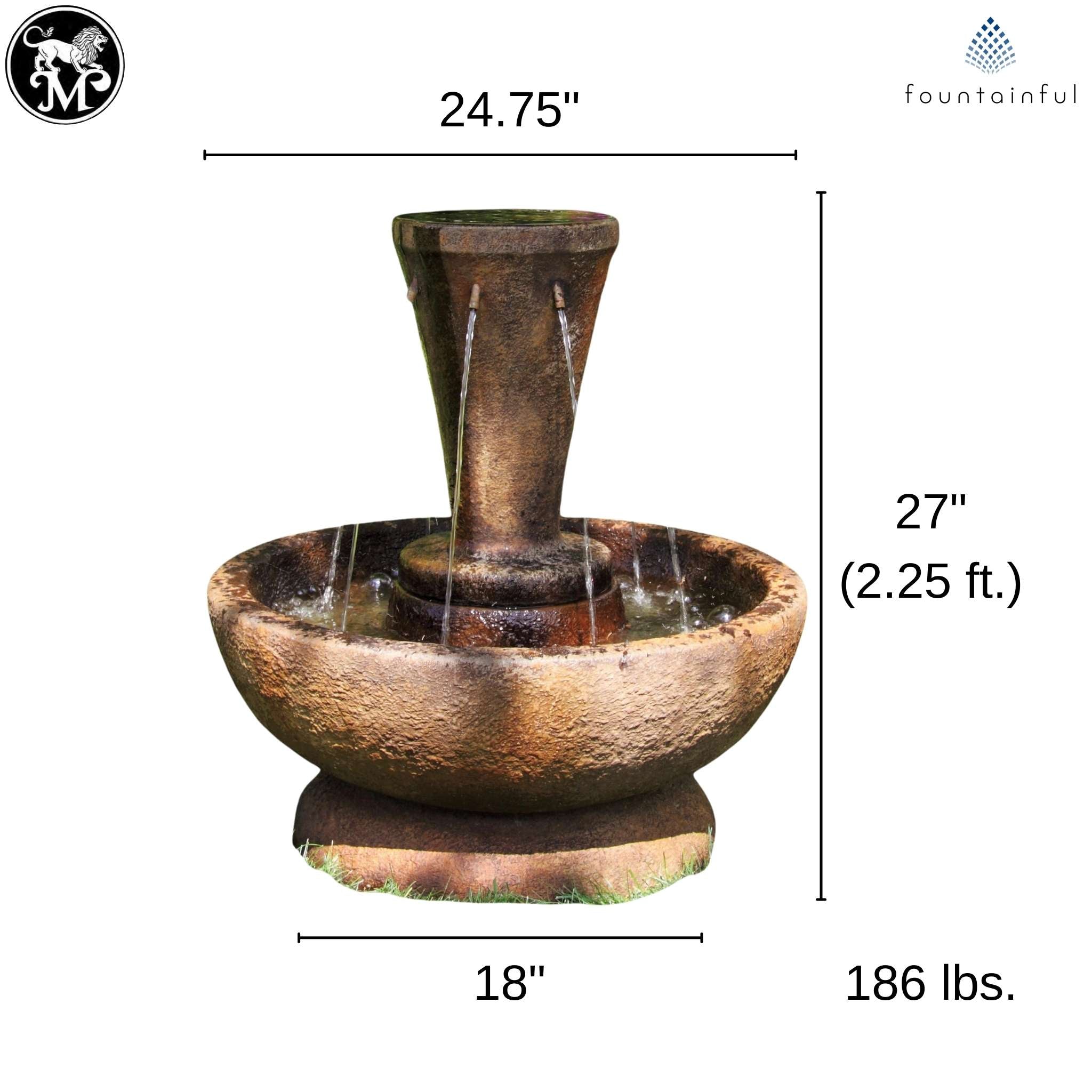 Falling Waters Concrete Fountain - Massarellis #3753