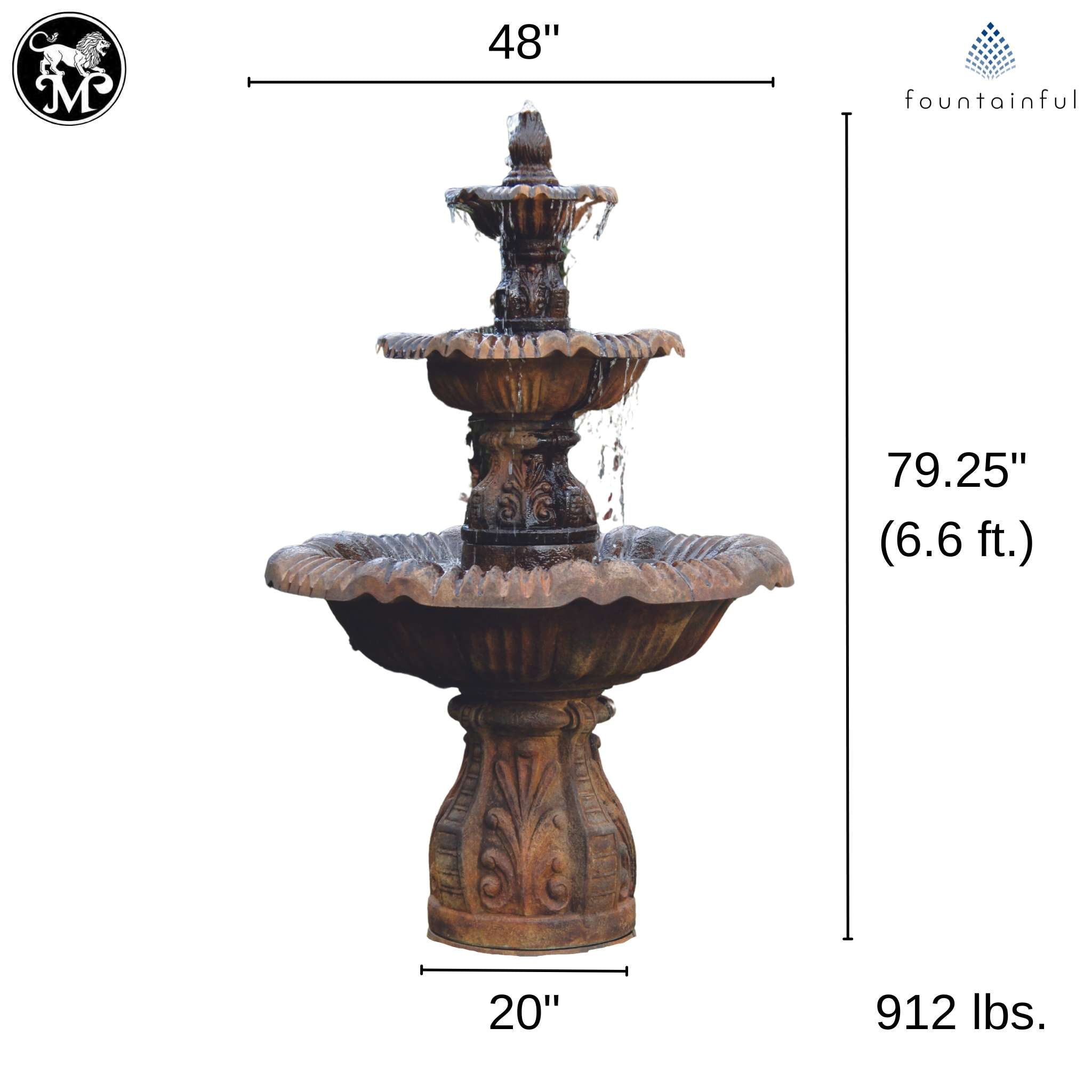 Calabria 3-Tier Concrete Fountain - Thumbnail 2