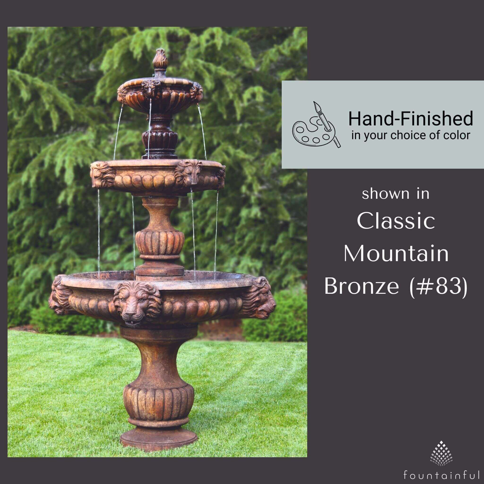 Grandessa Lion Head 3-Tier Concrete Fountain - Thumbnail 5