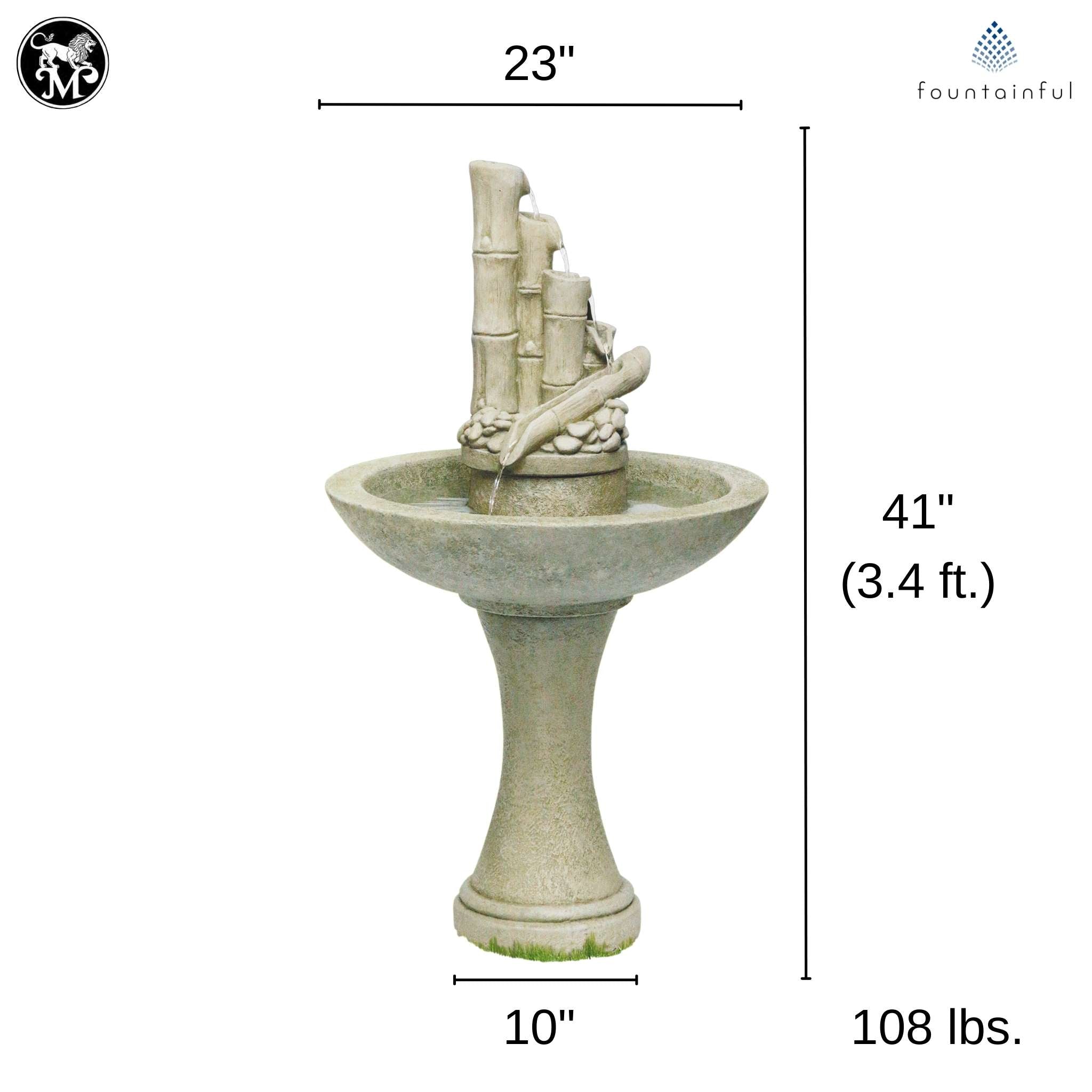 Bamboo Spill Style Concrete Fountain - Massarellis #3809