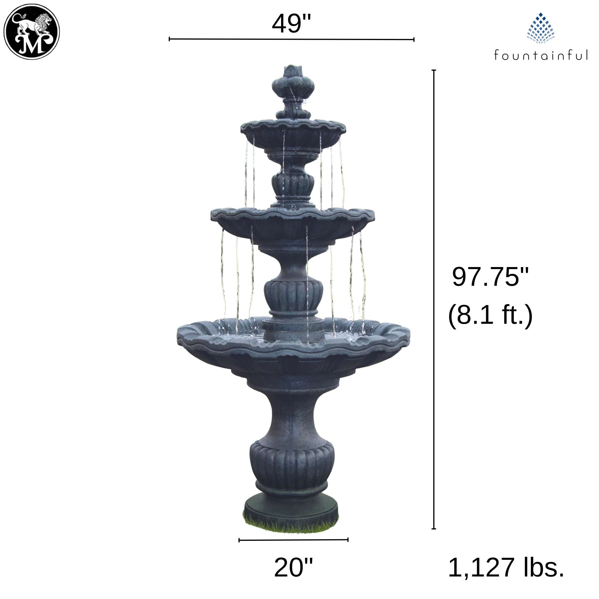 Savonabella 3-Tier Concrete Fountain - Massarellis #3838