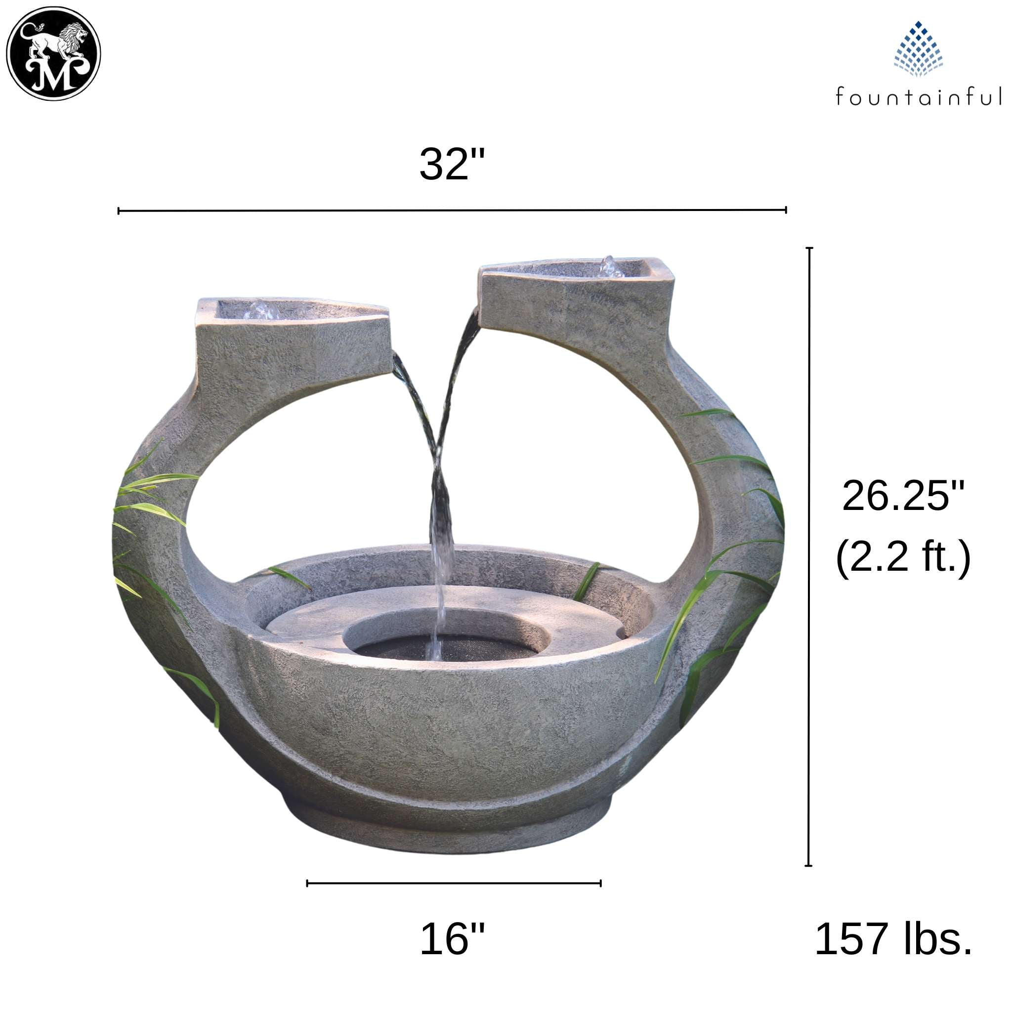 Pendleton Spill Concrete Fountain - Massarellis #3842