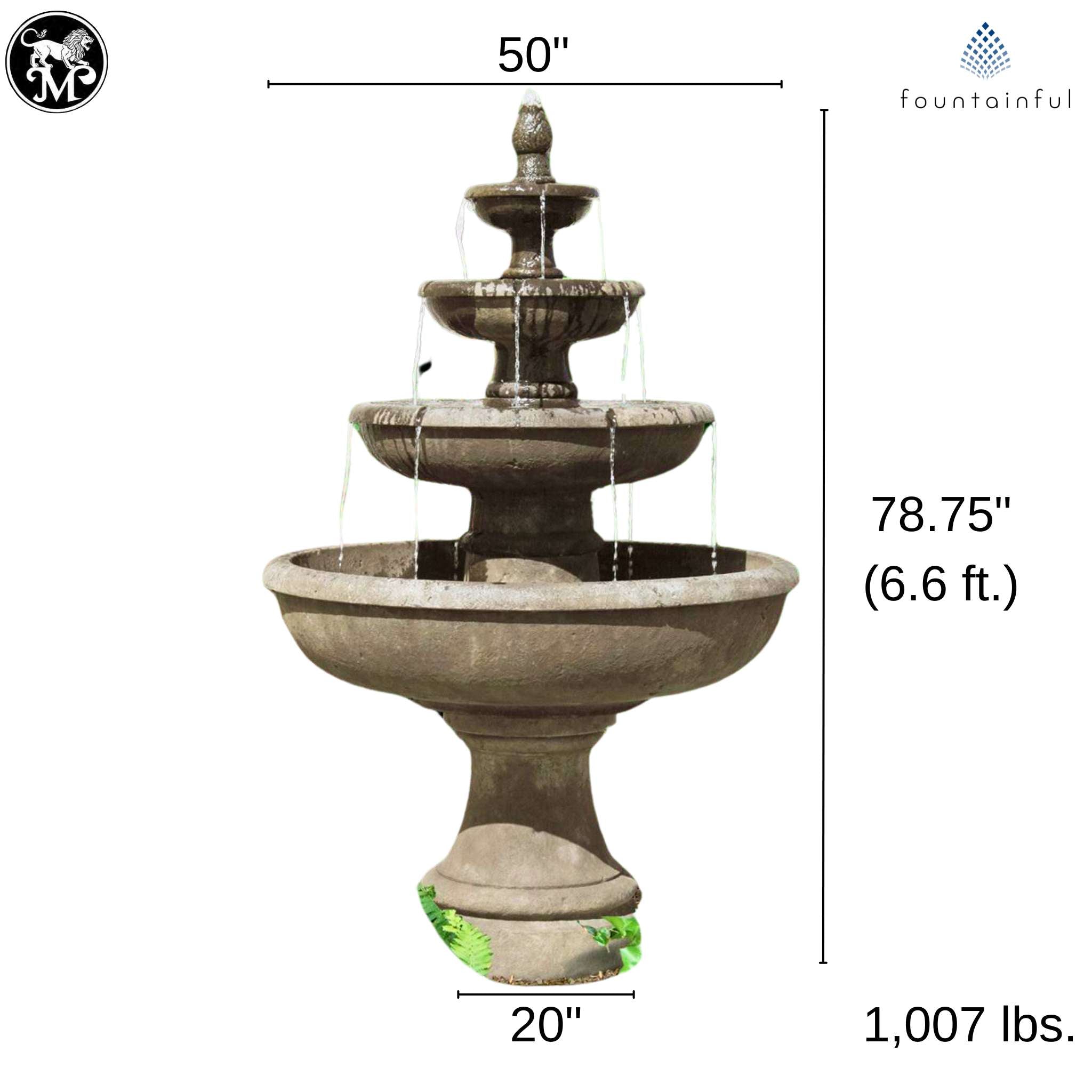 Picasso 4-Tier Concrete Fountain - Massarellis #3857