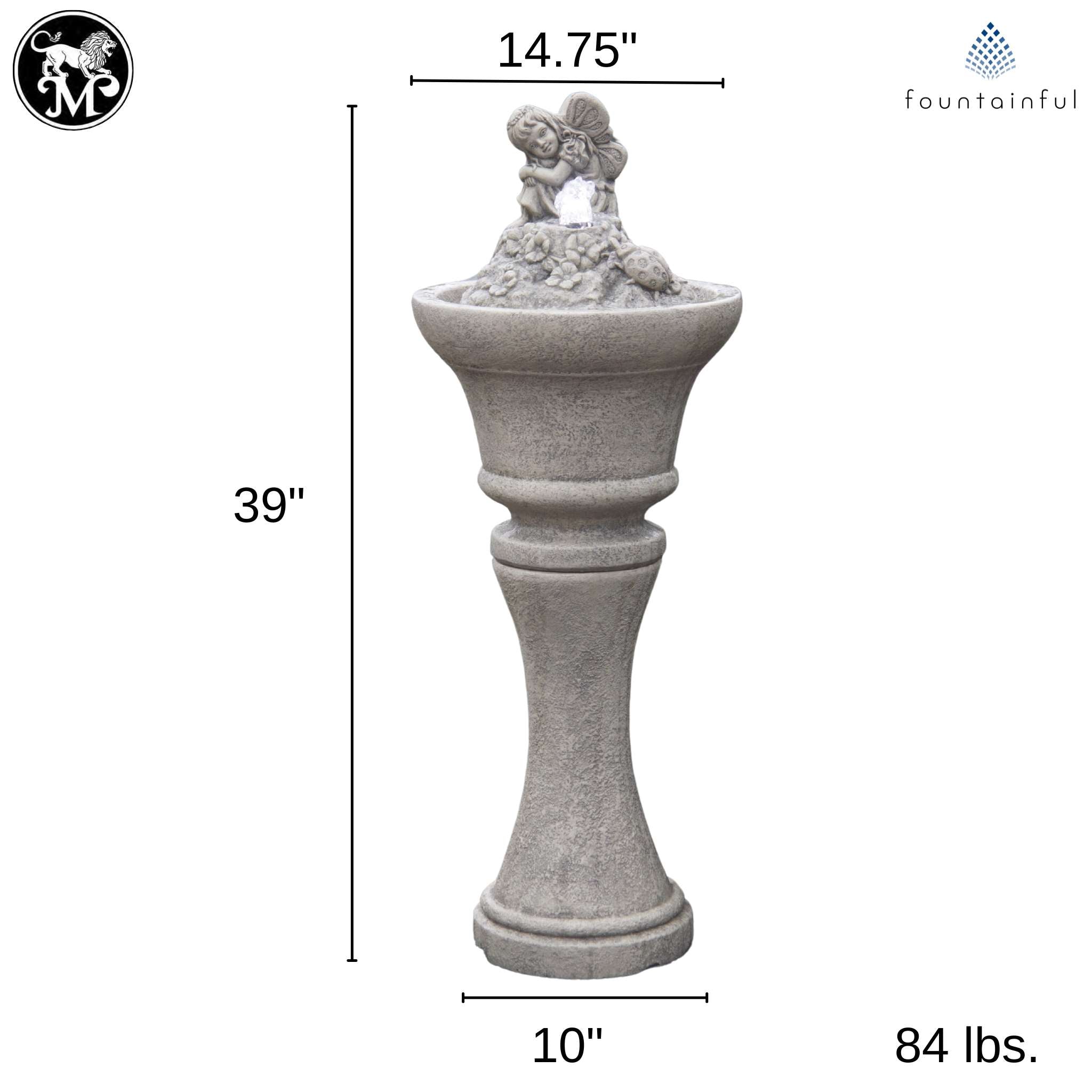 Fairy Concrete Fountainette w/Lights - Massarellis #3904
