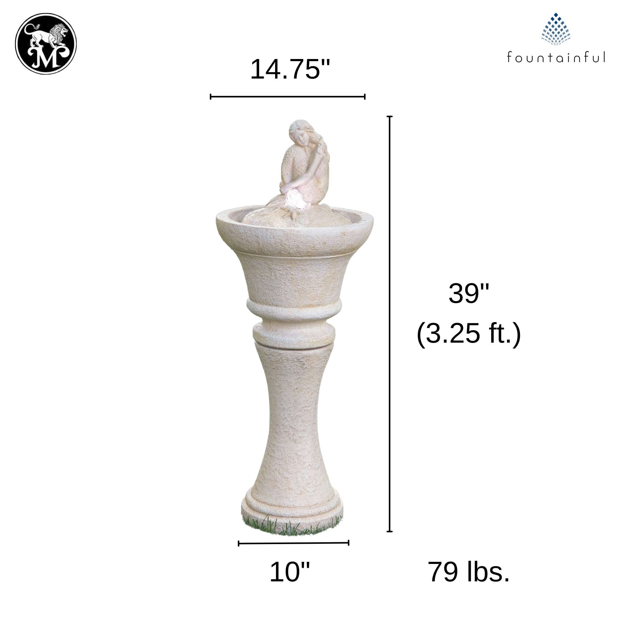Mermaid Concrete Fountainette w/Lights - Massarellis #3942