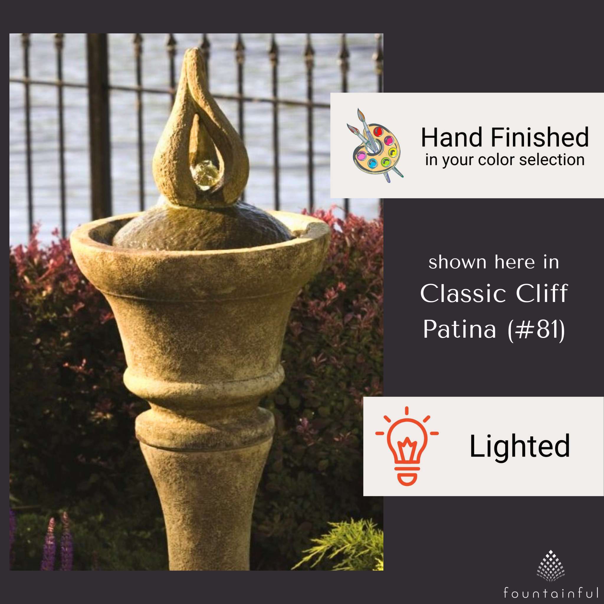 Garden Glow Concrete Fountainette w/Lights - Massarellis #3987