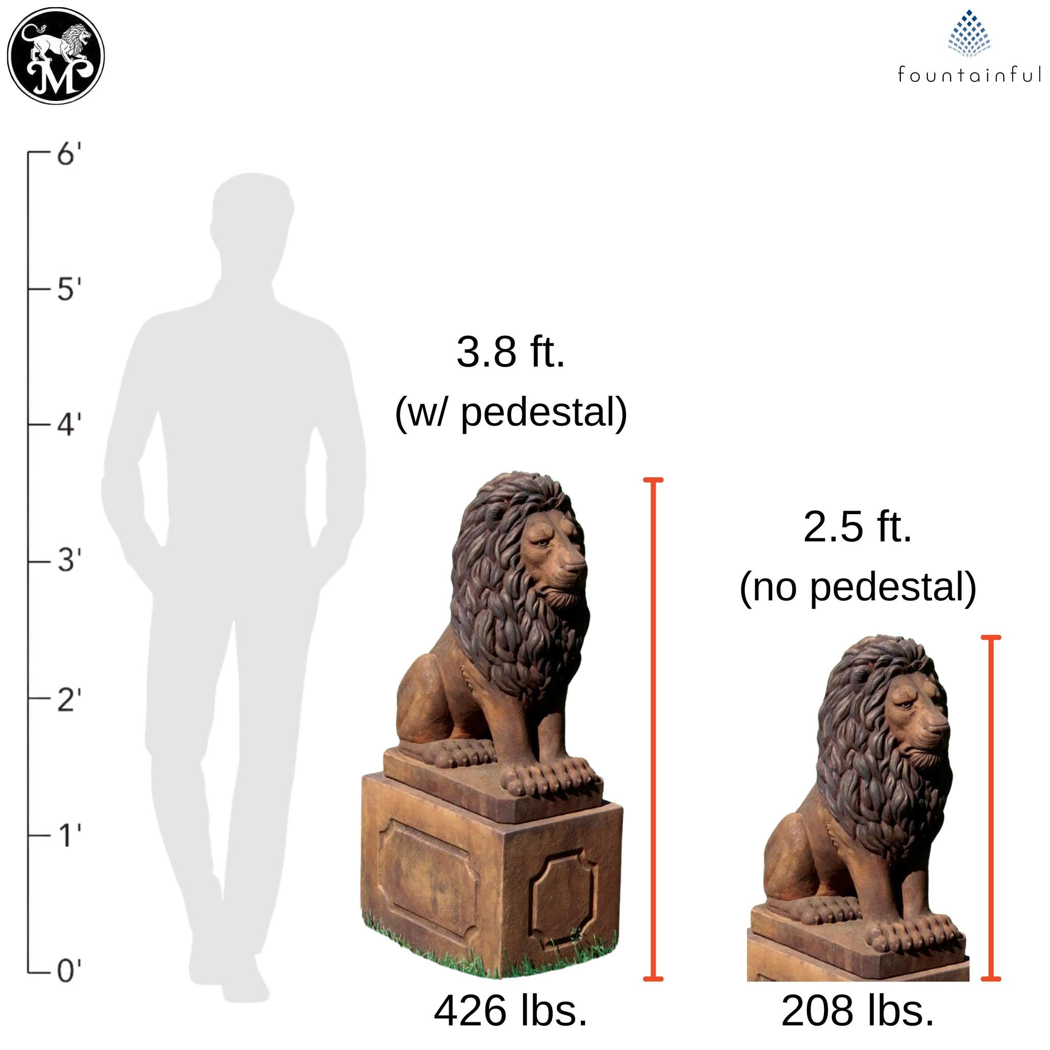 30" Grandessa Sitting Lion Concrete Statue - Massarellis #4022