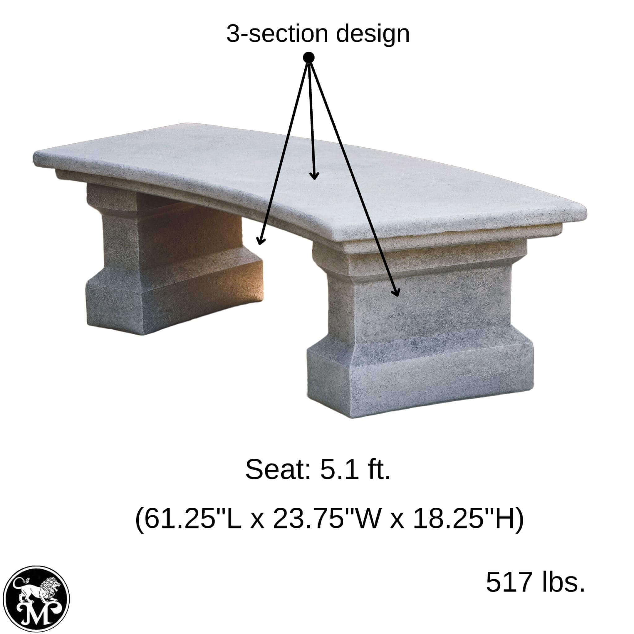 Curved concrete bench online seat