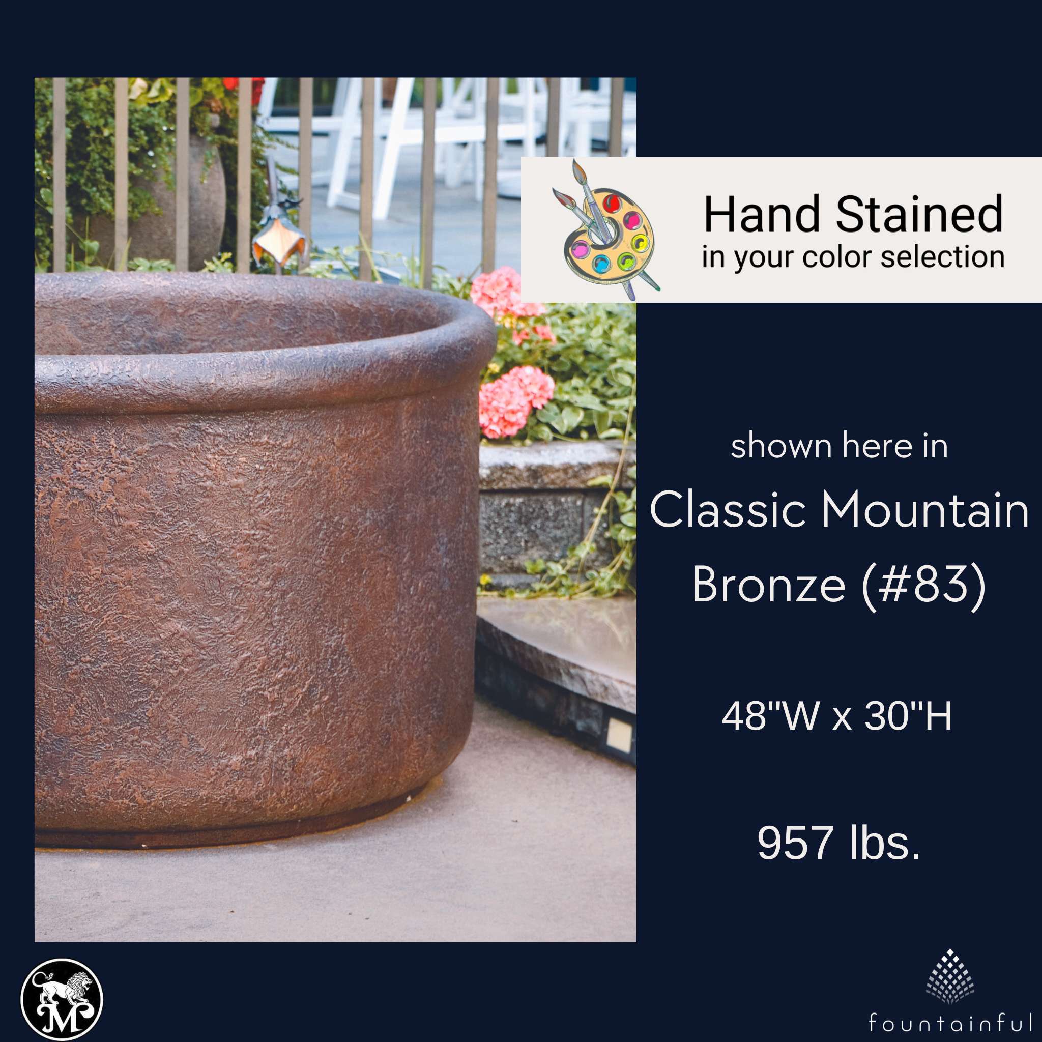 Urban 48" Round Concrete Planter - Massarellis #6065