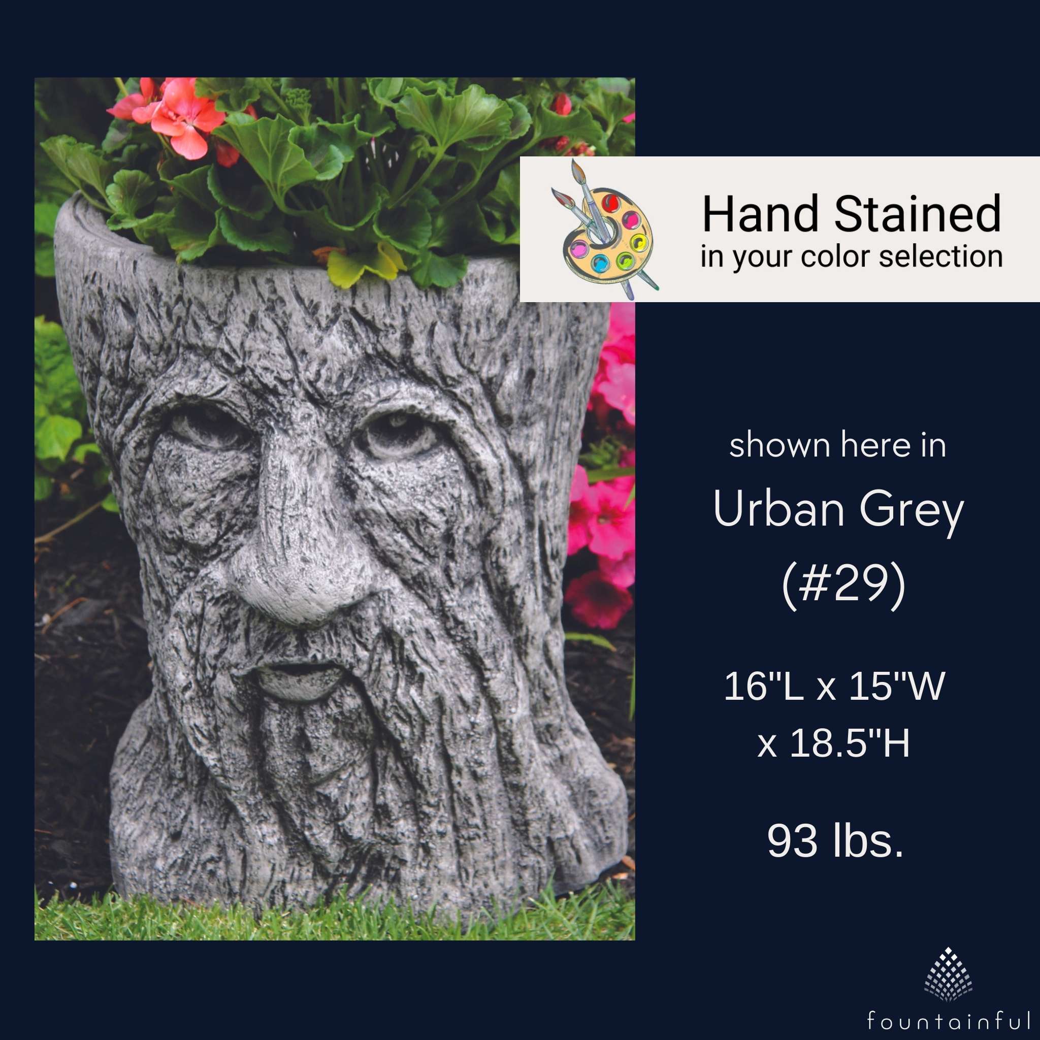 Tree Stump Face Concrete Planter - Thumbnail 2