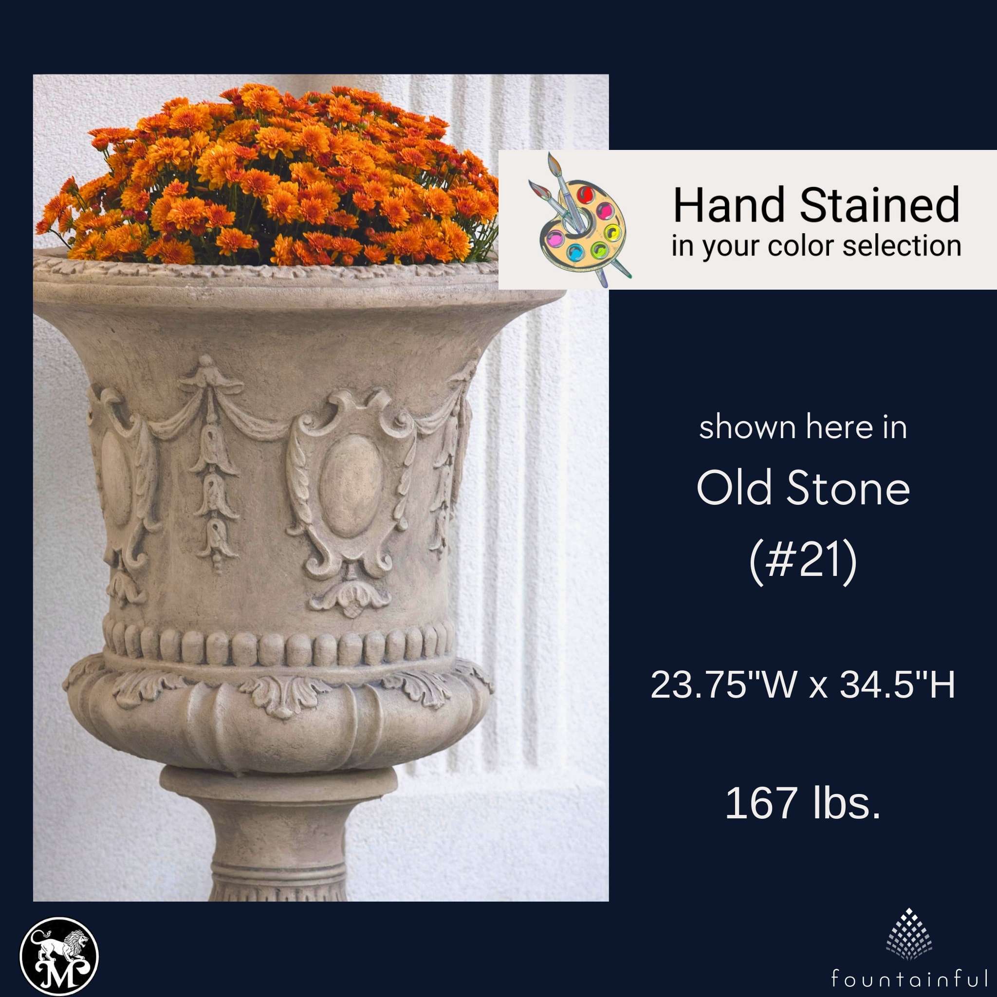 Venetian Concrete Urn Planter - Massarellis #6960
