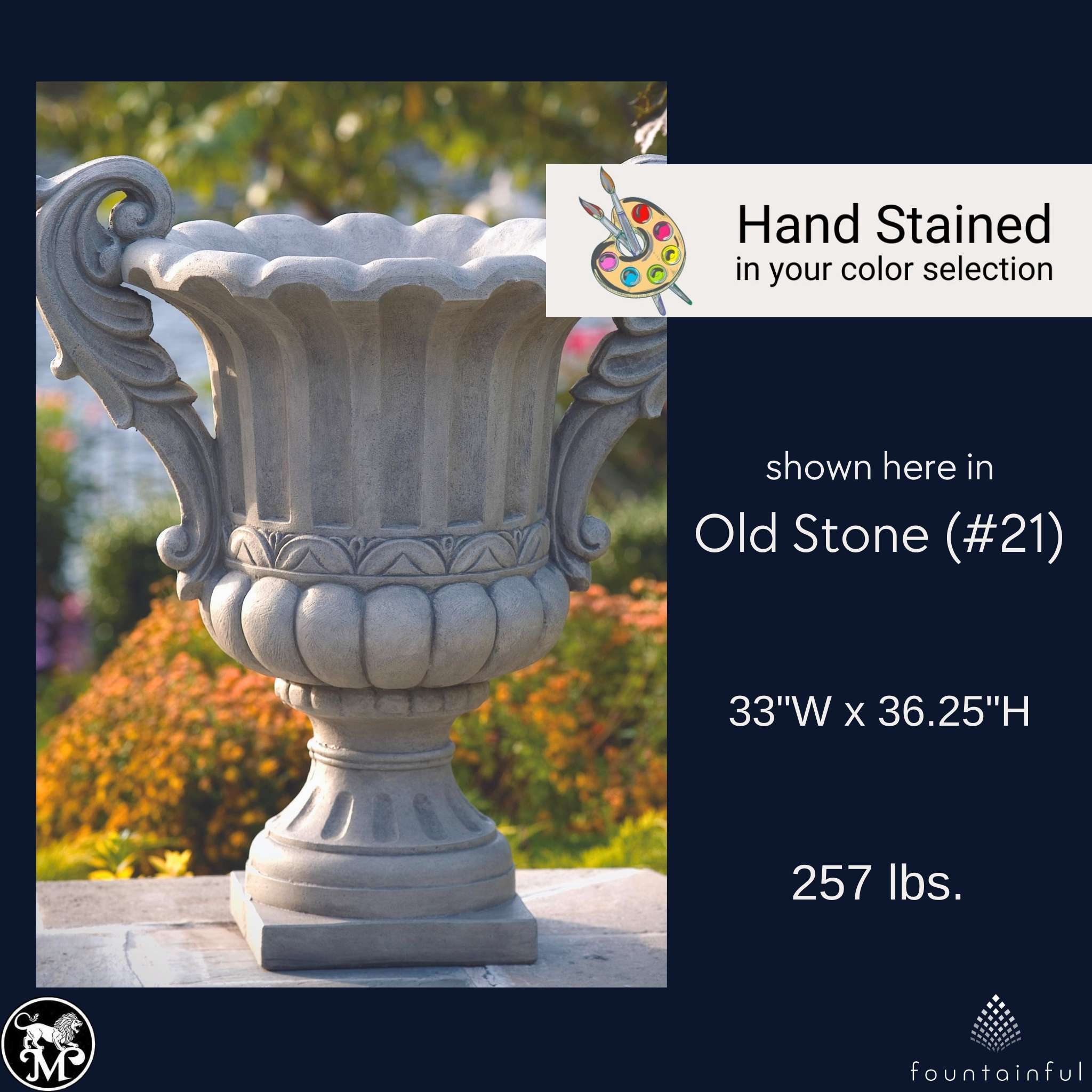 Double Handled Verona Concrete Urn Planter - Massarellis #6977