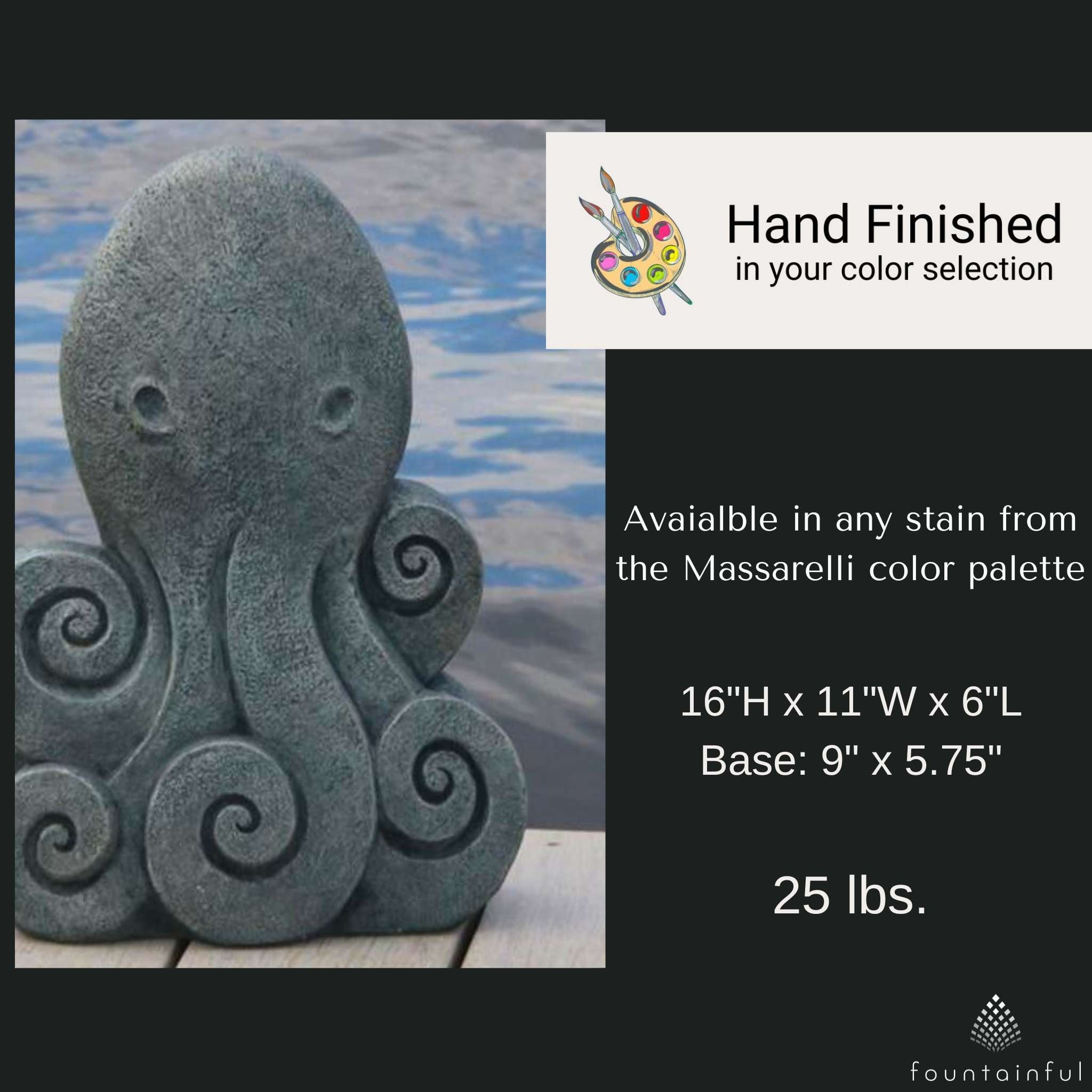 Contemporary Octopus Concrete Garden Statue - Massarellis #7607