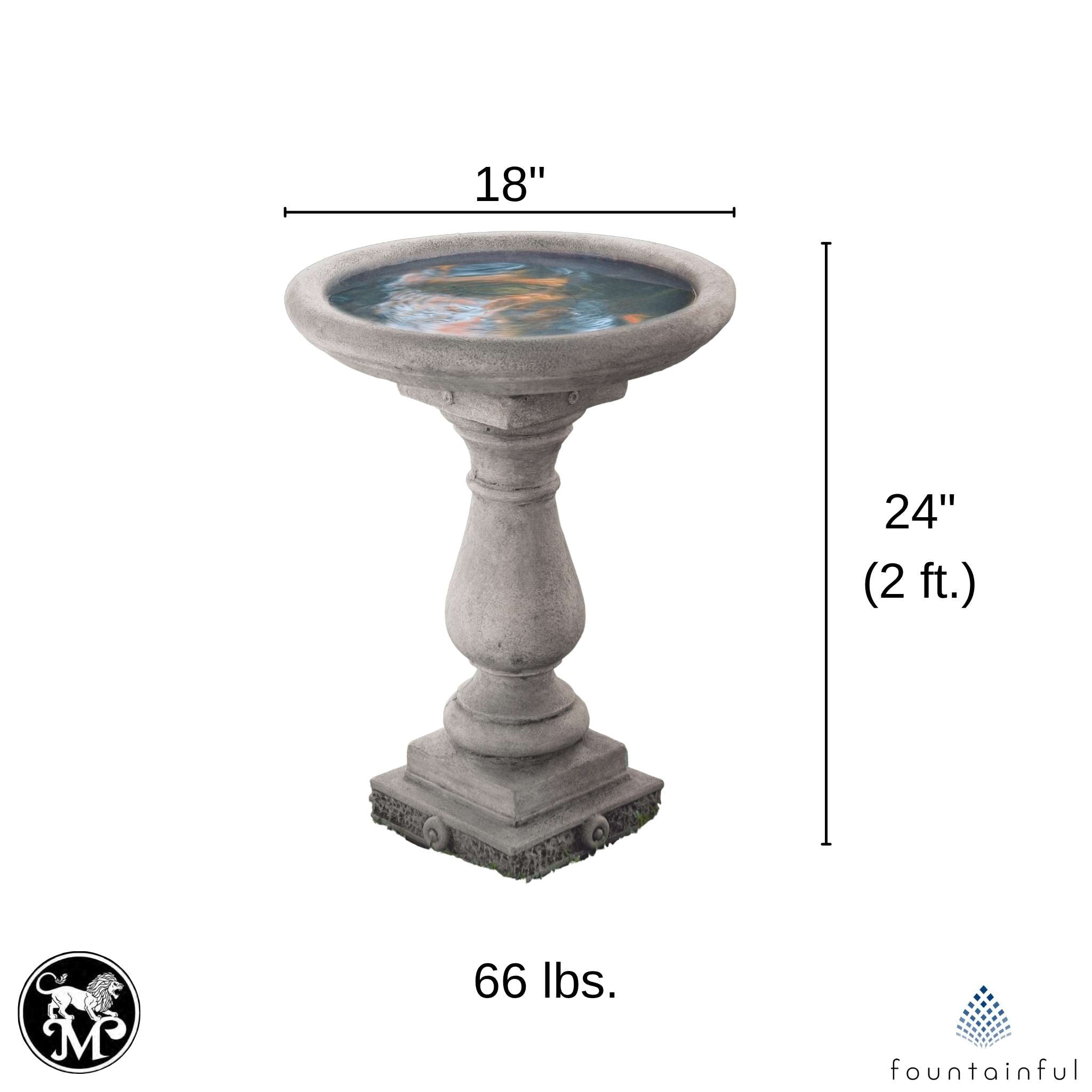 Regal Embossed Tall Concrete Bird Bath - Massarellis #9725