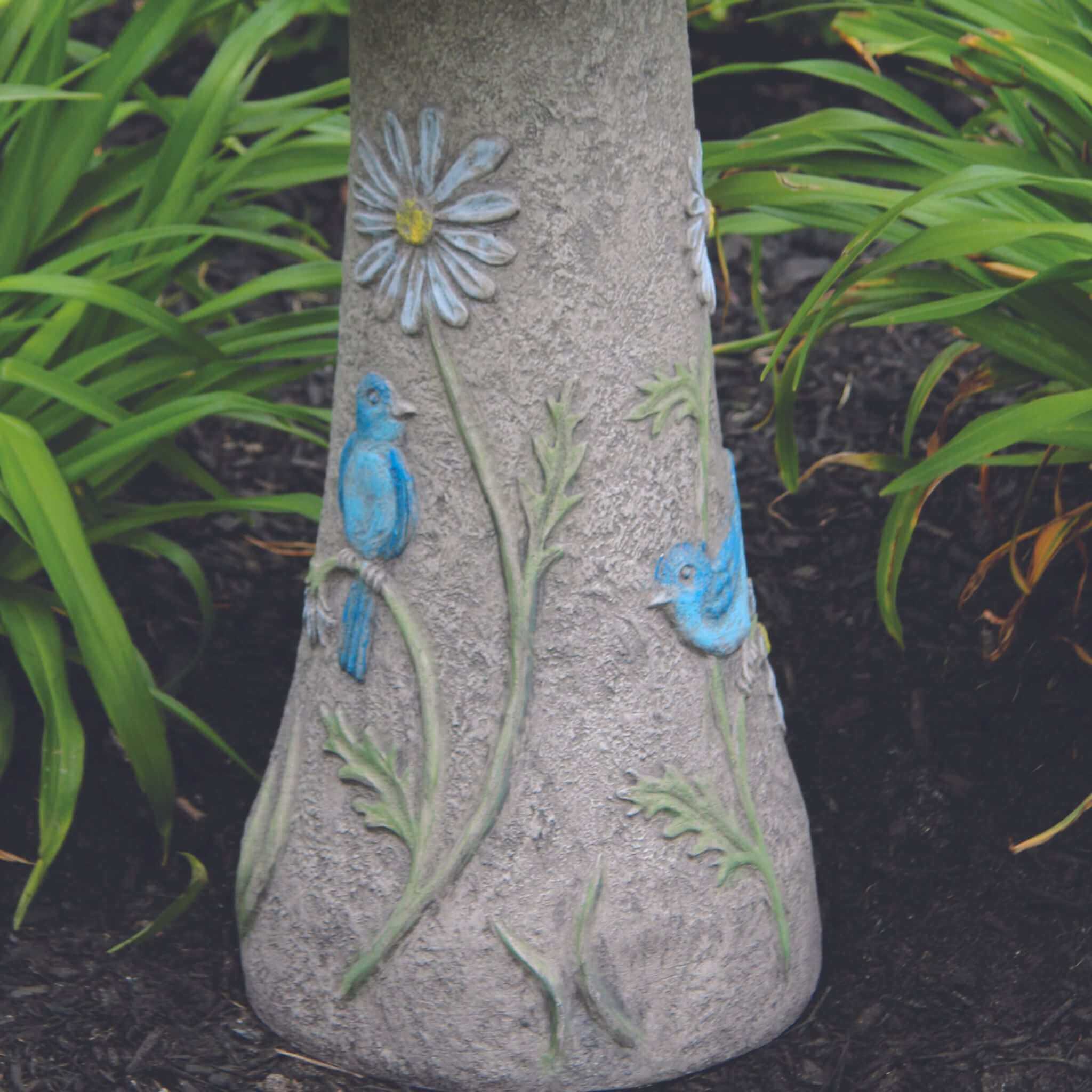 Massarelli's Bluebird & Flowers Bird Bath - Thumbnail 3