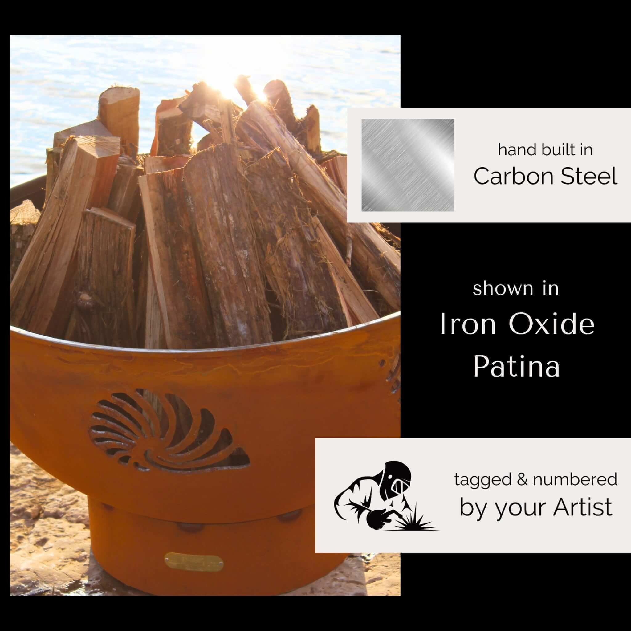 "Beachcomber" Wood Burning Fire Pit in Steel - Fire Pit Art