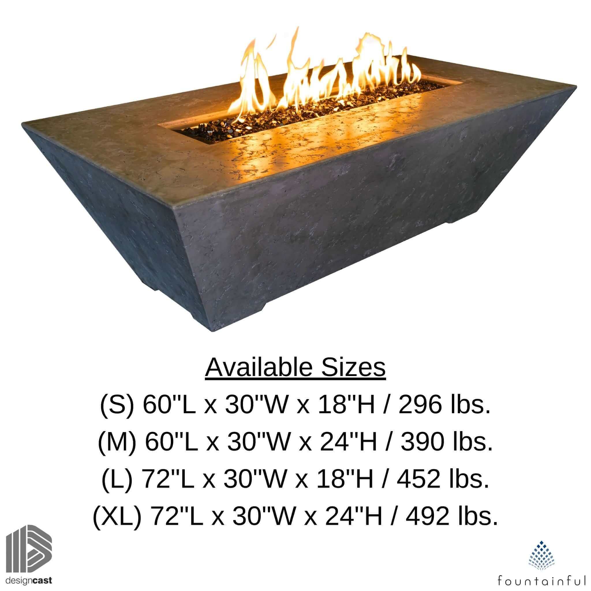 Linear Concrete Gas Fire Table - Phoenix Design Cast
