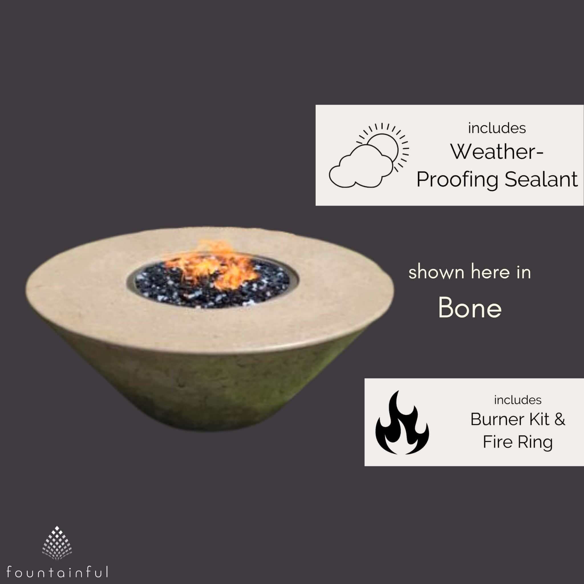 Round Oblique Concrete Gas Fire Table - Phoenix Design Cast